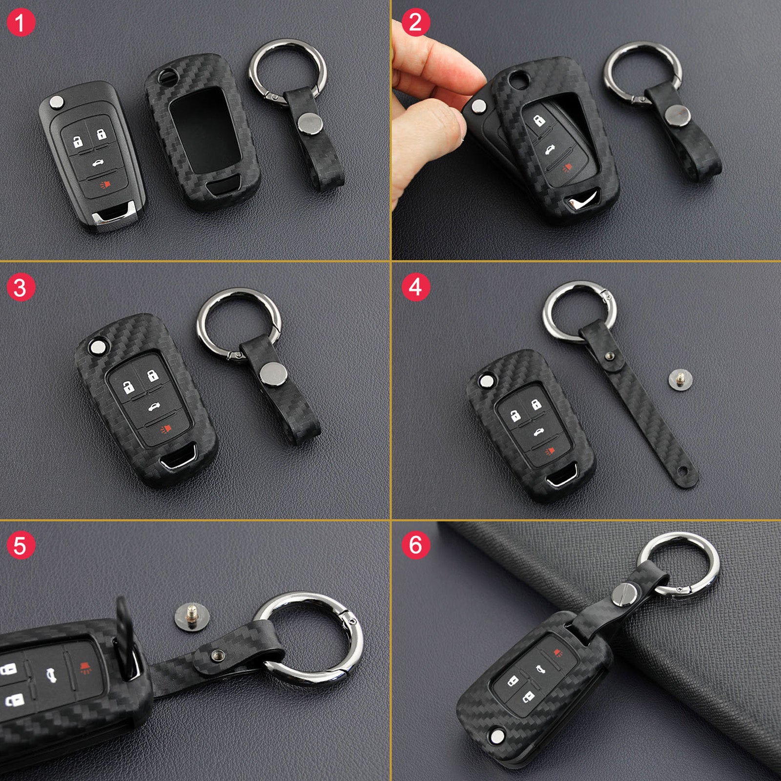 Leather Silicone Car Key Case Cover With Buckle For Chevrolet