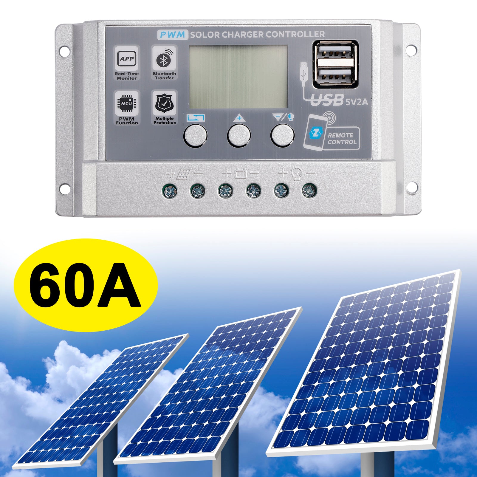 10A-60A PWM zonnecontroller Mobiele APP Intelligente bediening zonnecontroller