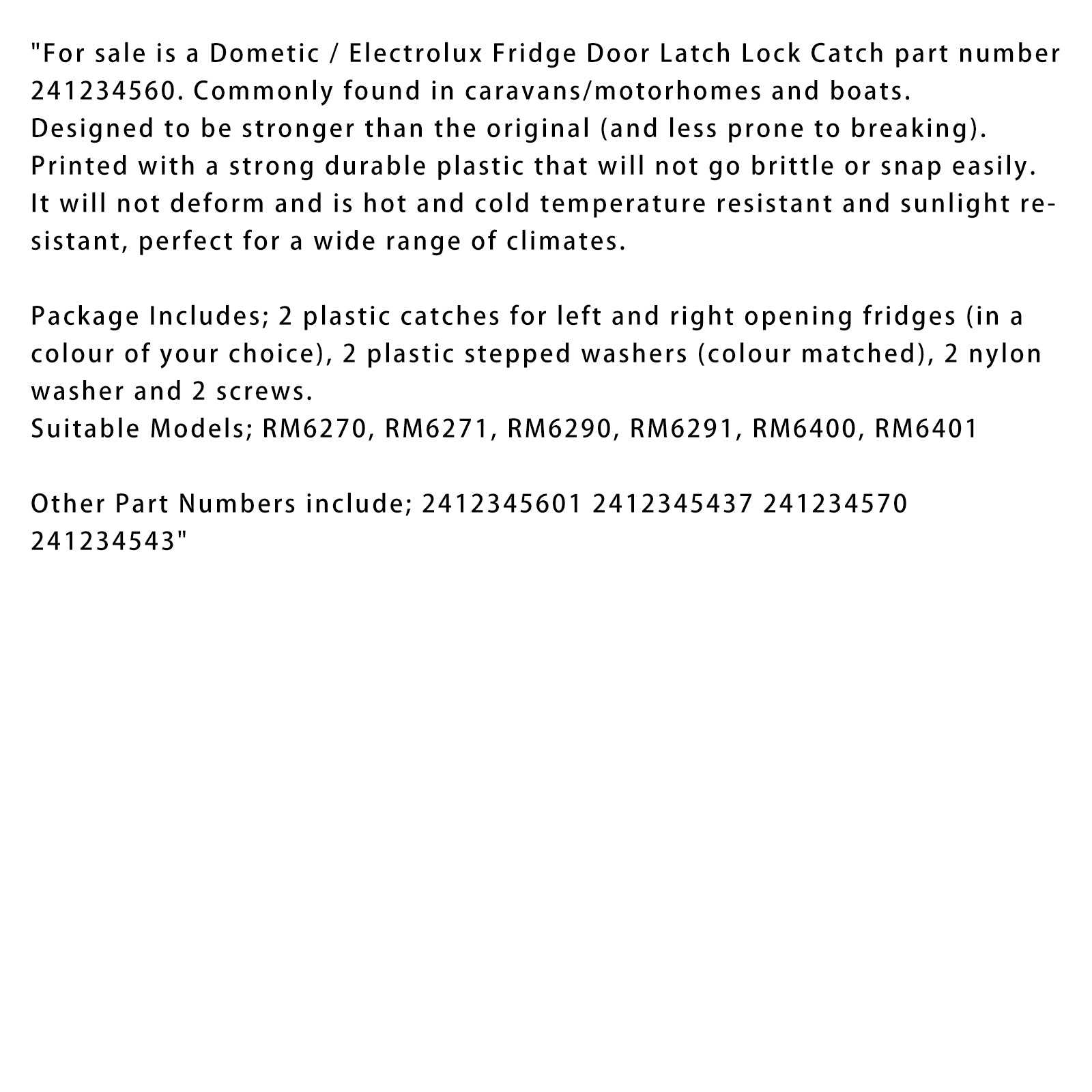 Trava de trava de captura de porta electrolux para Dometic 241234560 RV Parte