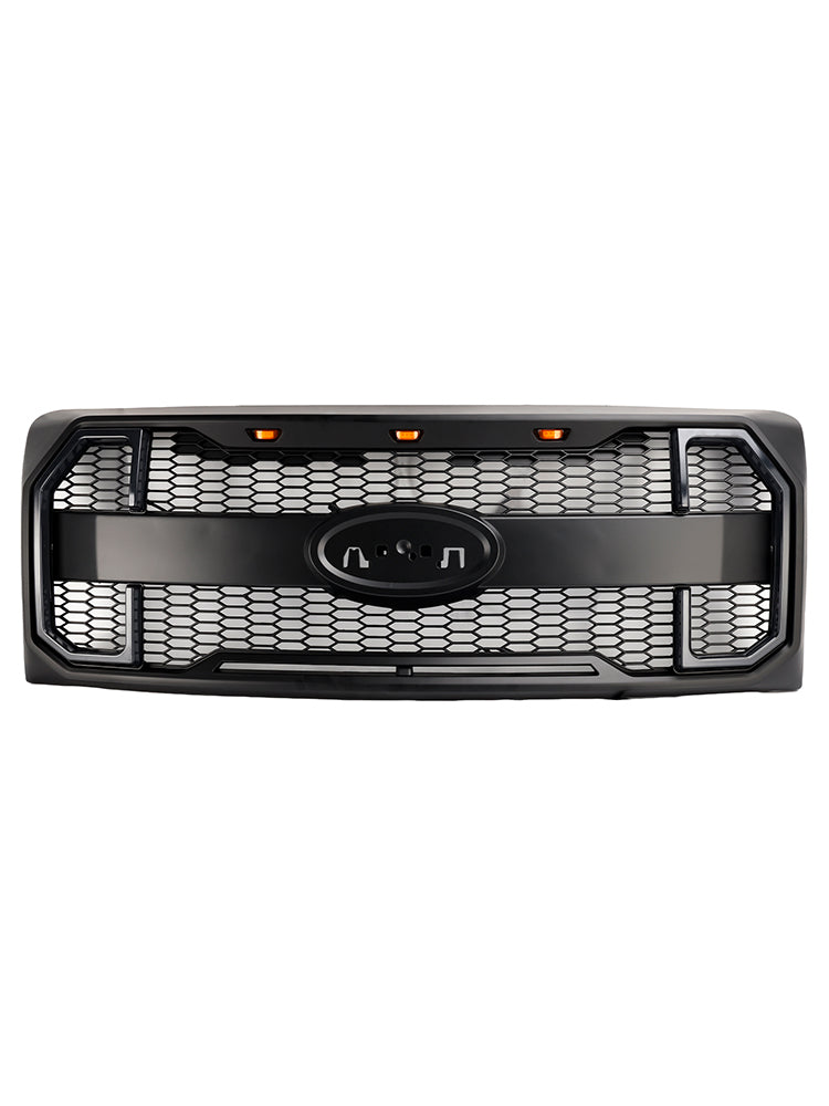 2009-2014 Ford F150 Matte Black Raptor Style Front Bumper Grill Grill w/LED