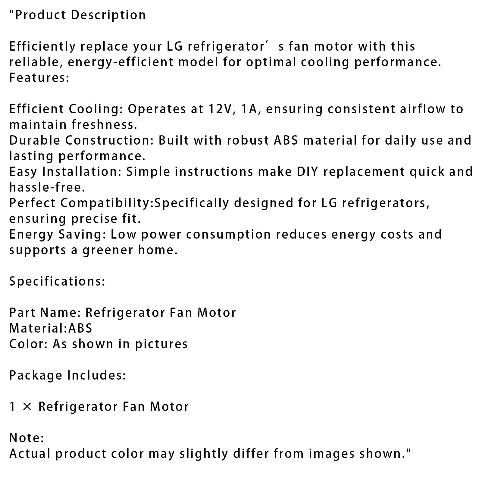 Pre LG Vysoko výkonný ventilátor chladničky EAU65058318 diely 12V 1A