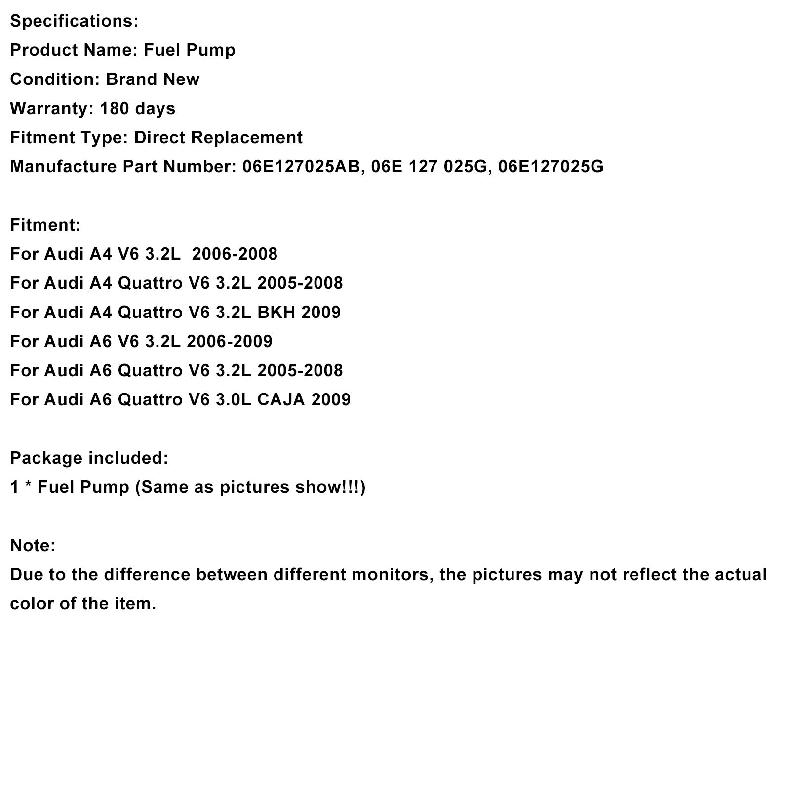 High Pressure Fuel Pump 06E127025G Fit Audi A4 A5 A6 Q5 V6 3.2 2006-2009