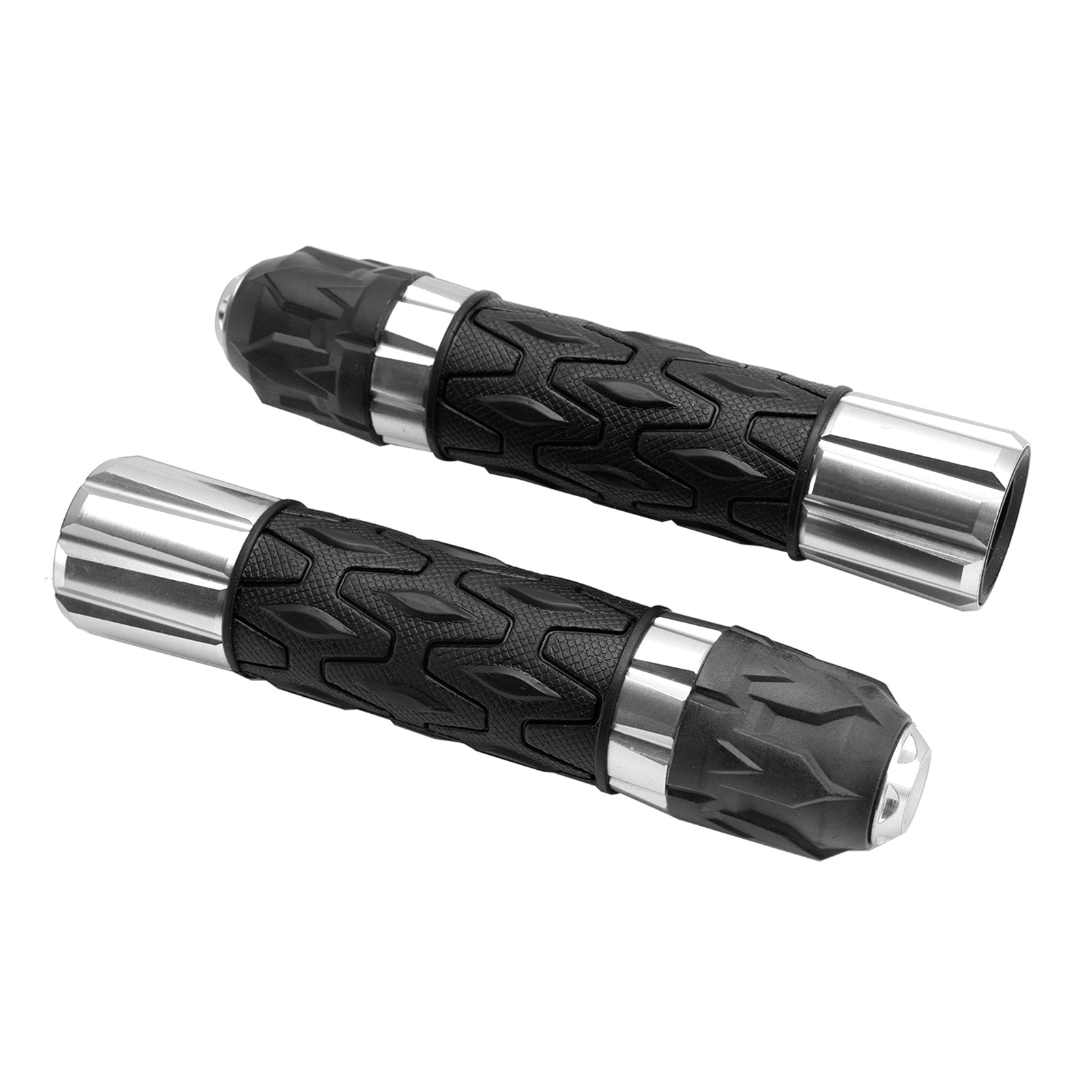 7/8"/22mm Motorfiets Stuur Handgrepen CNC Universeel Rood Voor Motorfietsen Zilver