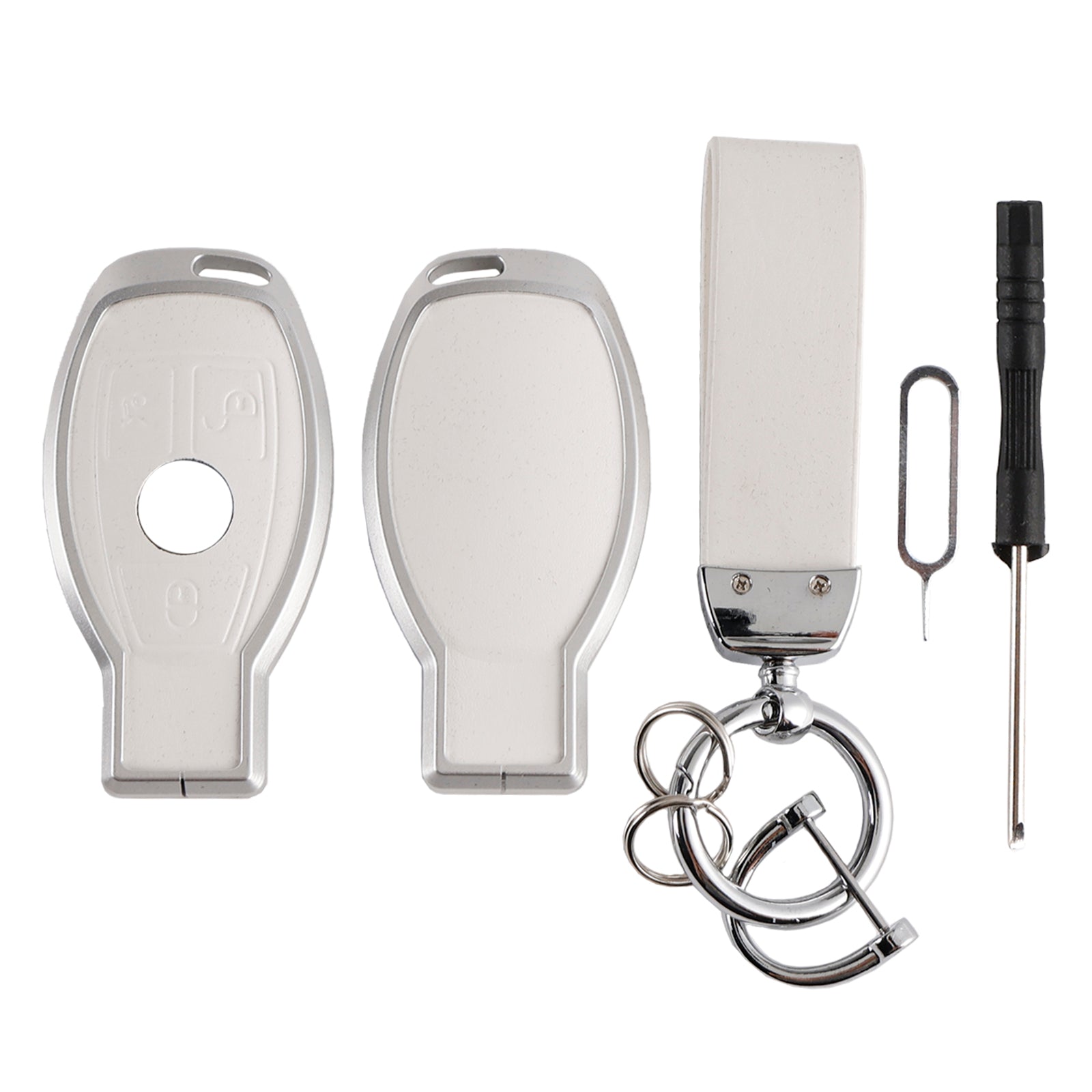 Étui blanc pour clé de voiture TPU en alliage de cuir et d'aluminium, housse pour Benz GLC GLK CLS