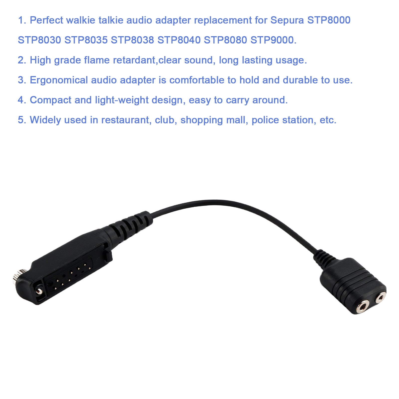 K Interface 2Pin Headset Port Converter Cable for Sepura STP8000 STP8030 STP8035