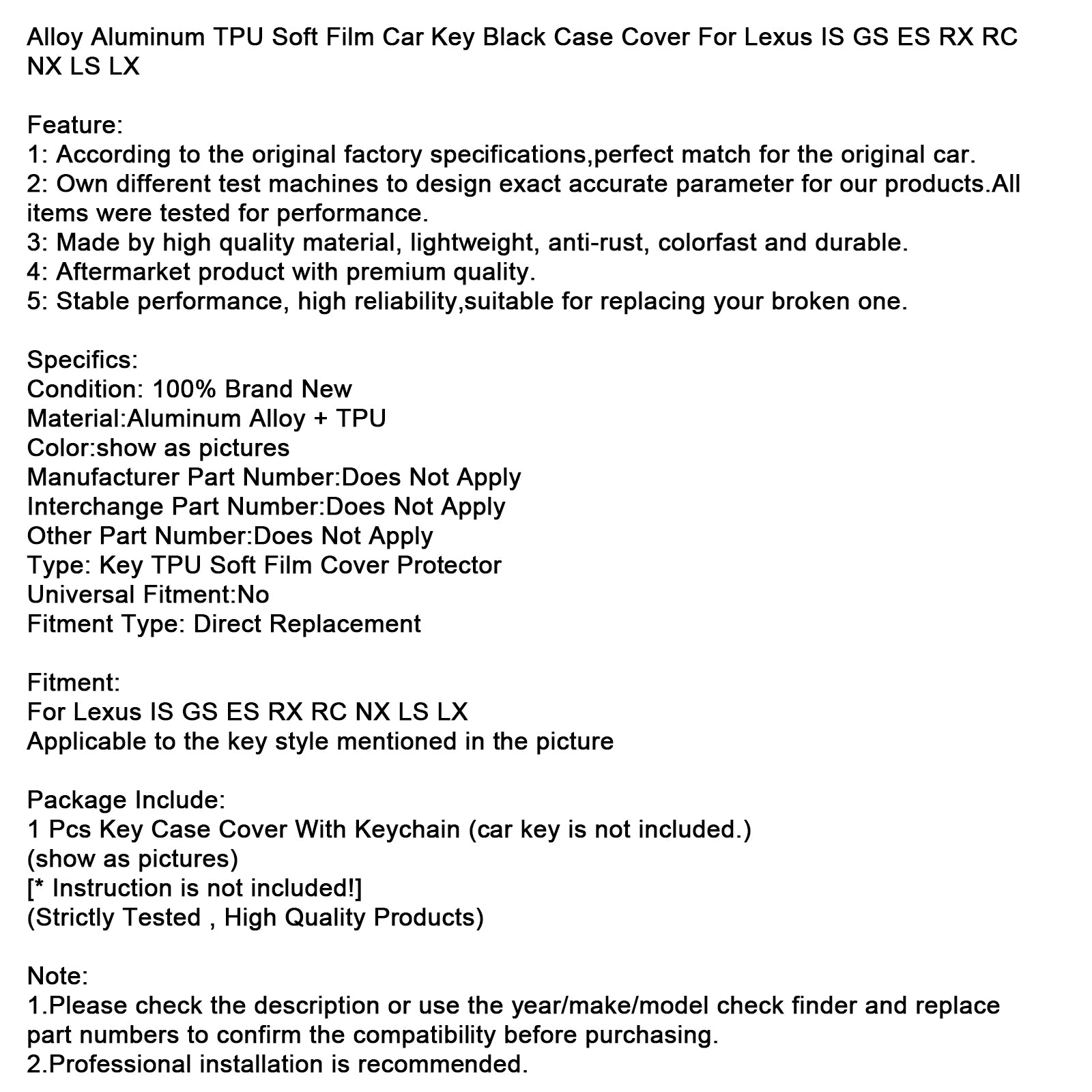 Lexus IS GS ES RX gelegeerd aluminium TPU zachte film autosleutel zwarte hoes