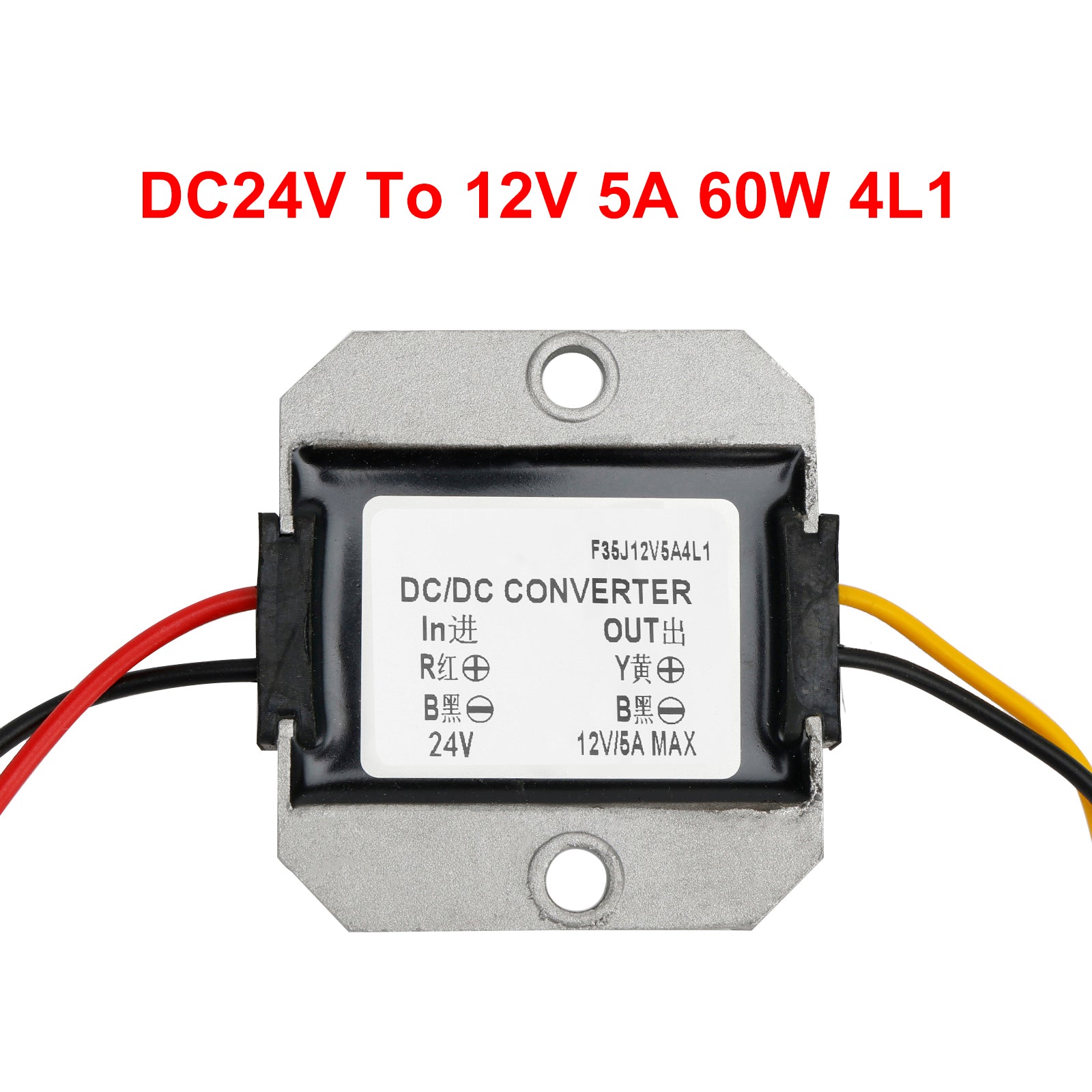 Regulador convertidor de fuente de alimentación reductor, 24V CC a 12V CC, 5A, 60W, resistente al agua