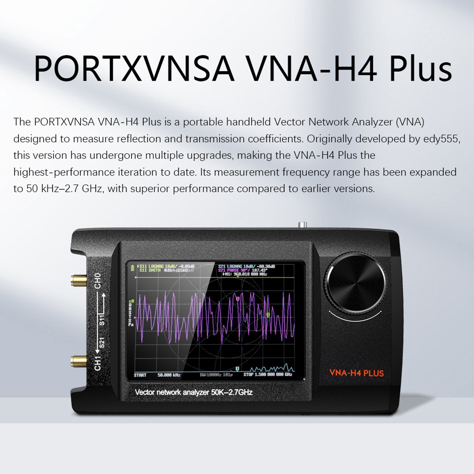 4 inch verbeterde NanoVNA Plus 50 kHz-2,7 GHz draagbare vectornetwerkanalysator