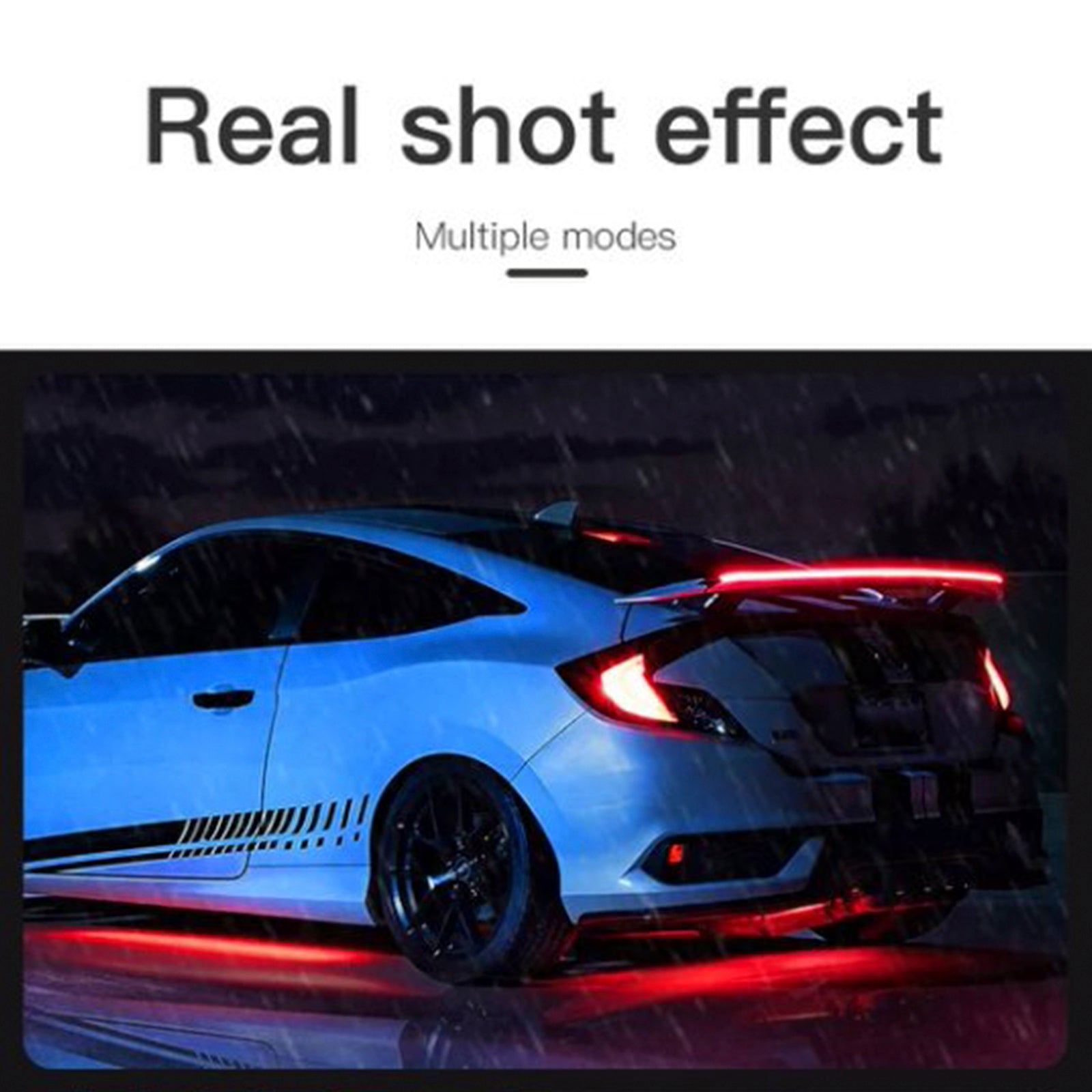 Lámpara de serpentina trasera de coche, luz LED de fibra de carbono, alerón trasero, labio, freno, maletero, rojo, 1,3 M