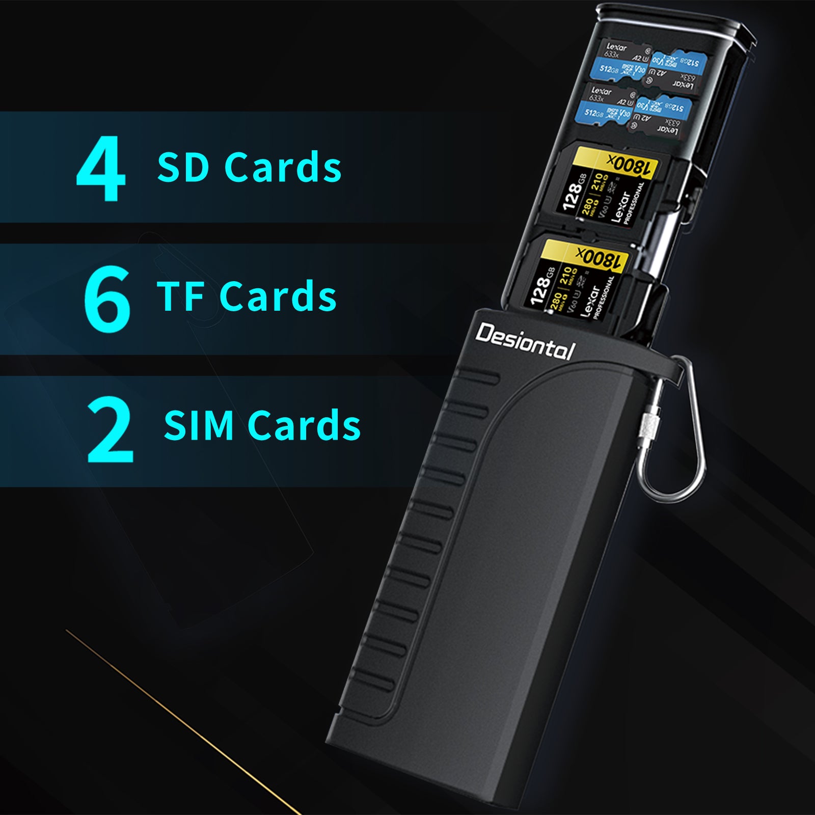 2 i 1 høyhastighets leser flash-kortboks fotooverføring lagring vanntett