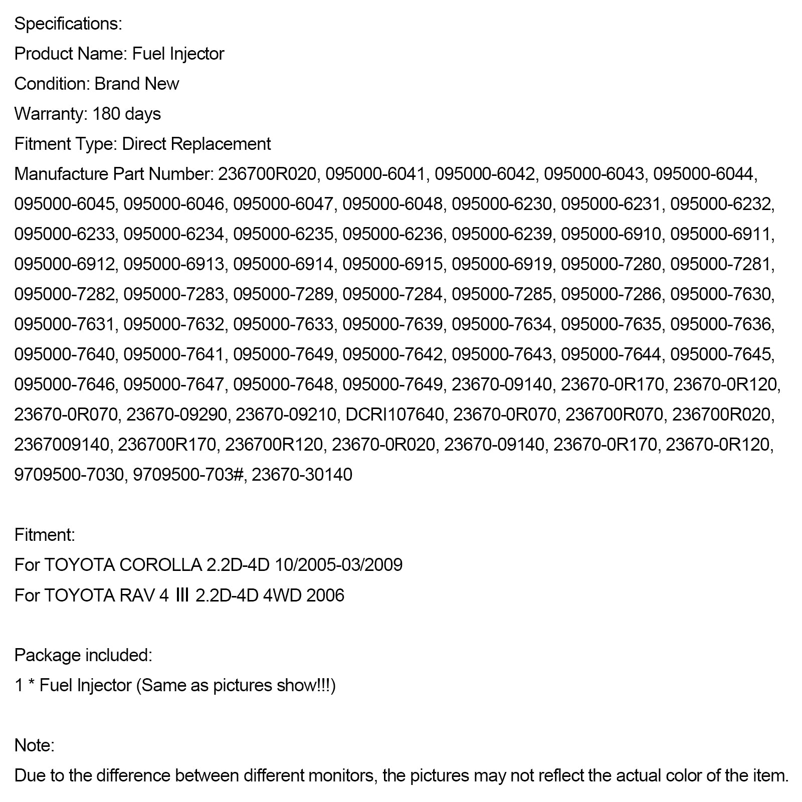 1st bränsleinsprutare 23670-30140 Fit Toyota Land Cruiser Hilux 2006+ 095000-6760