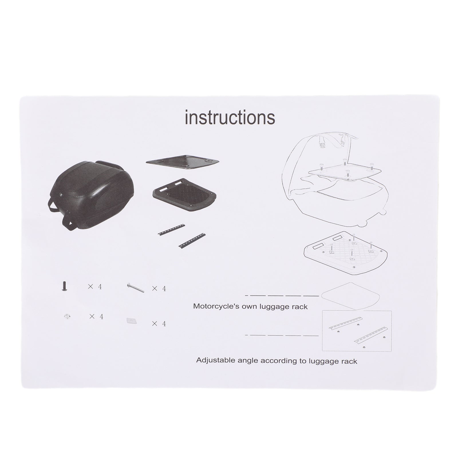 Motorbox Motorfiets/fietsbagage/helm -achteropslag met plaat en toetsen