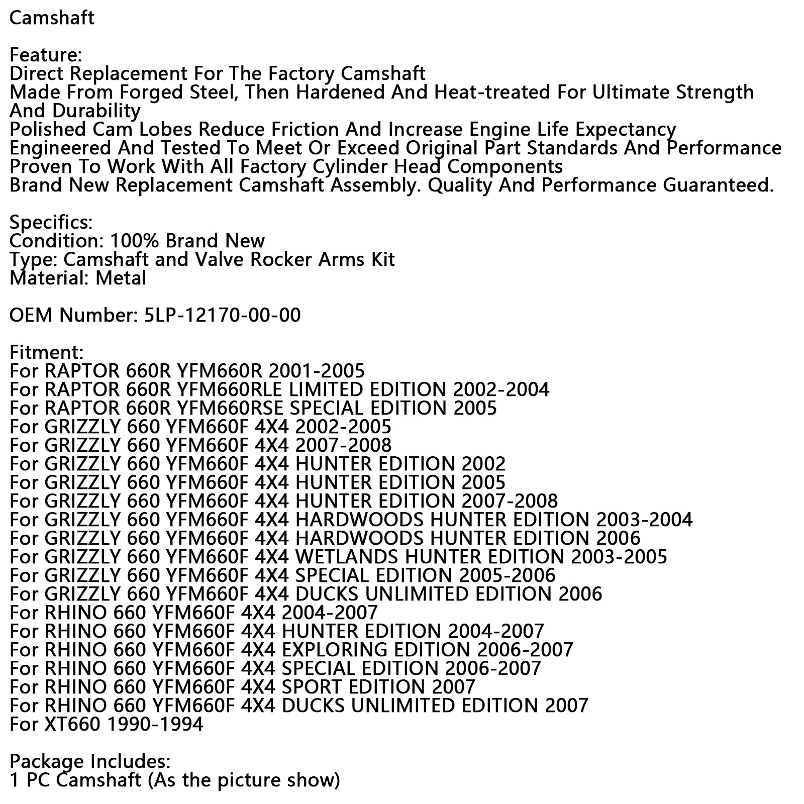 2007-2008 GRIZZLY 660 YFM660F 4X4 HUNTER EDITIE Nokkenas Tuimelaar 5LP-12170-00-00