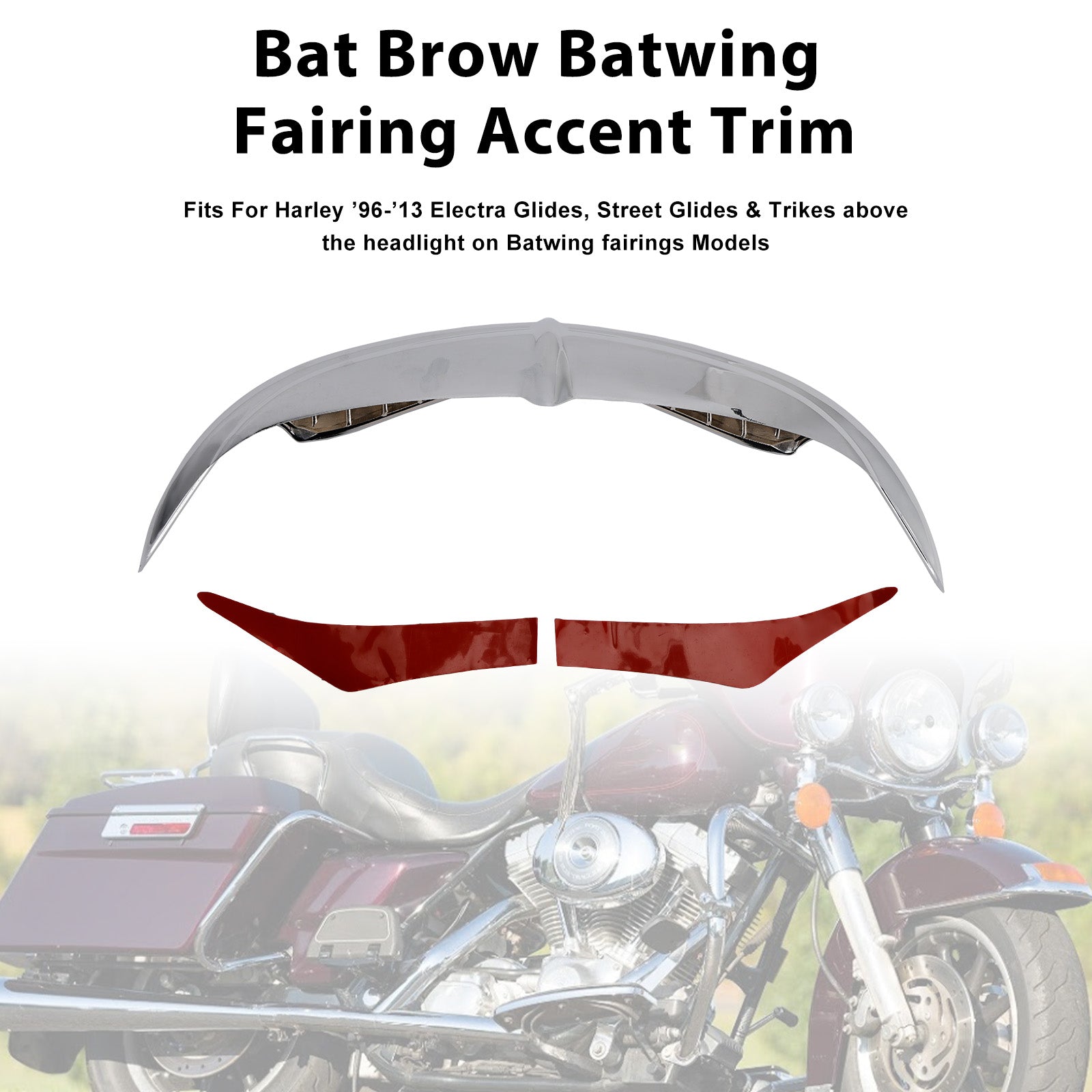 Bat Brow Batwing Fairing Accent Trim For Electra Street Glides Trikes 96-13