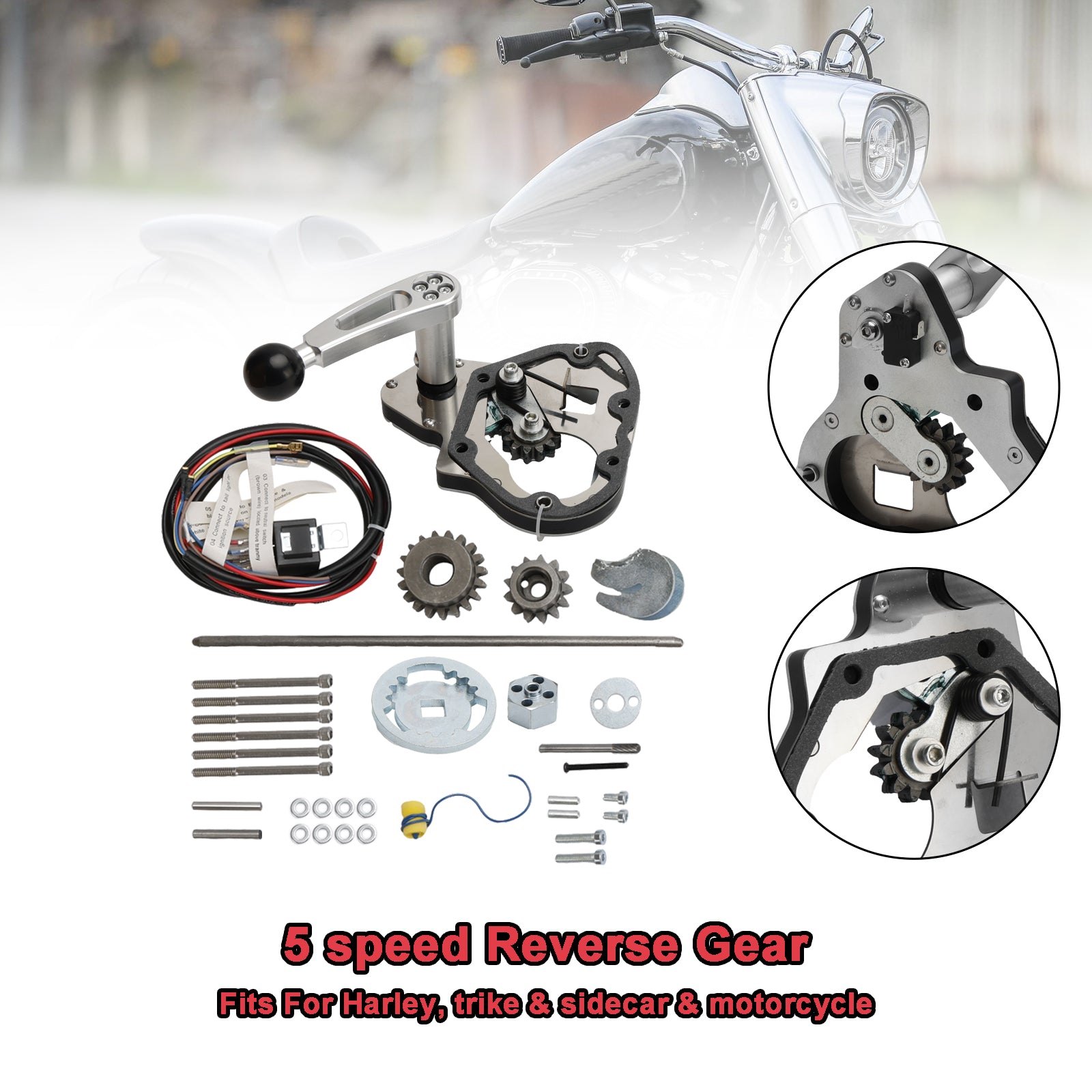 5 Speed Reverse Gear Fit For Harley w Billet Knob Trike Sidecar Motorcycle