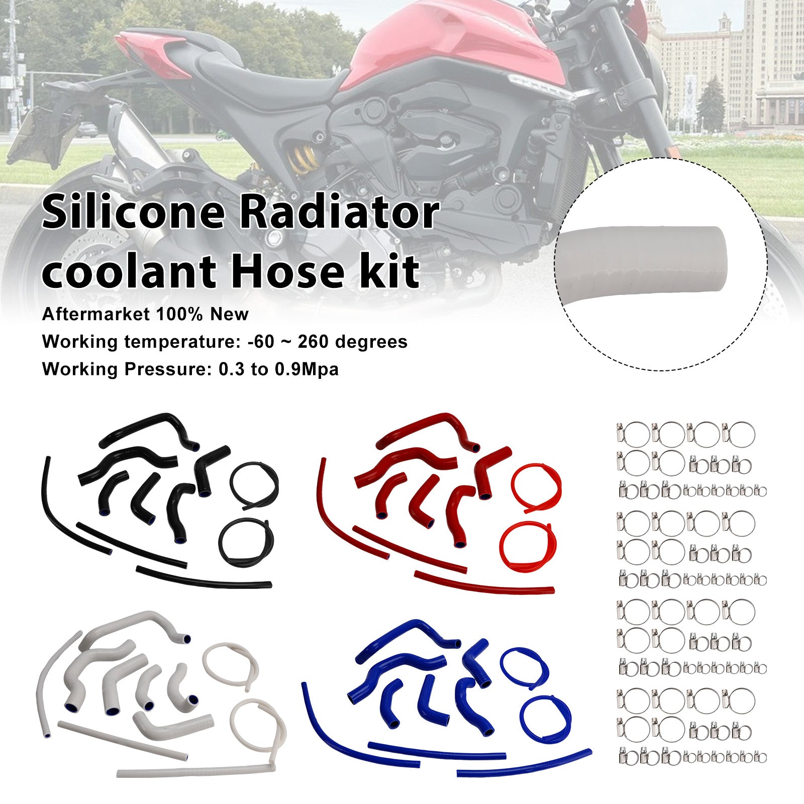 2021-2025 Ducati Monster 937 Silicone Radiator coolant Hose