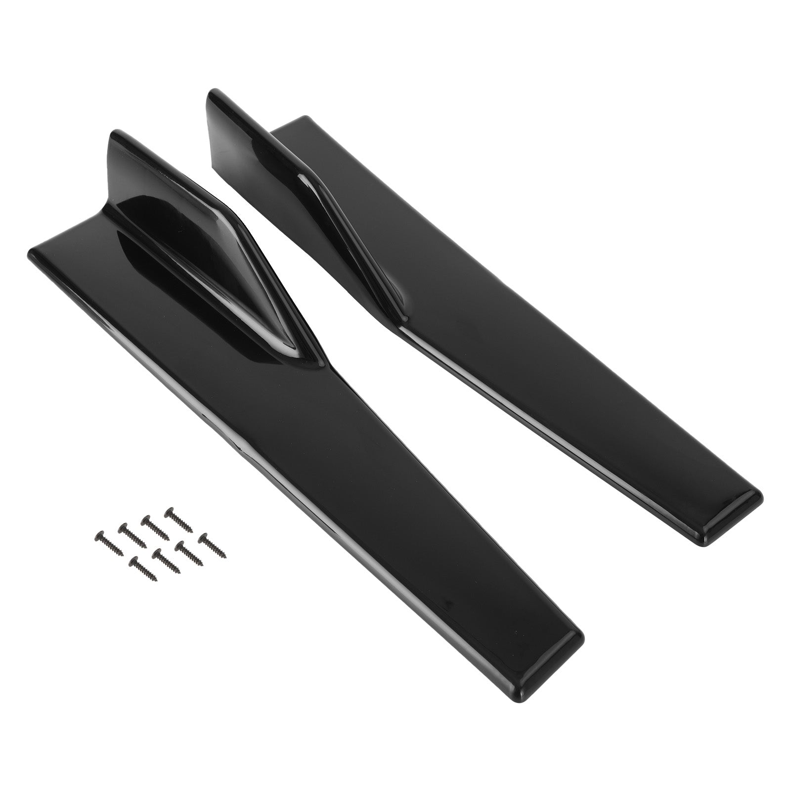 Pair 45cm Car Gloss Black Side Skirts Rocker Splitters Diffuser Winglet Wings