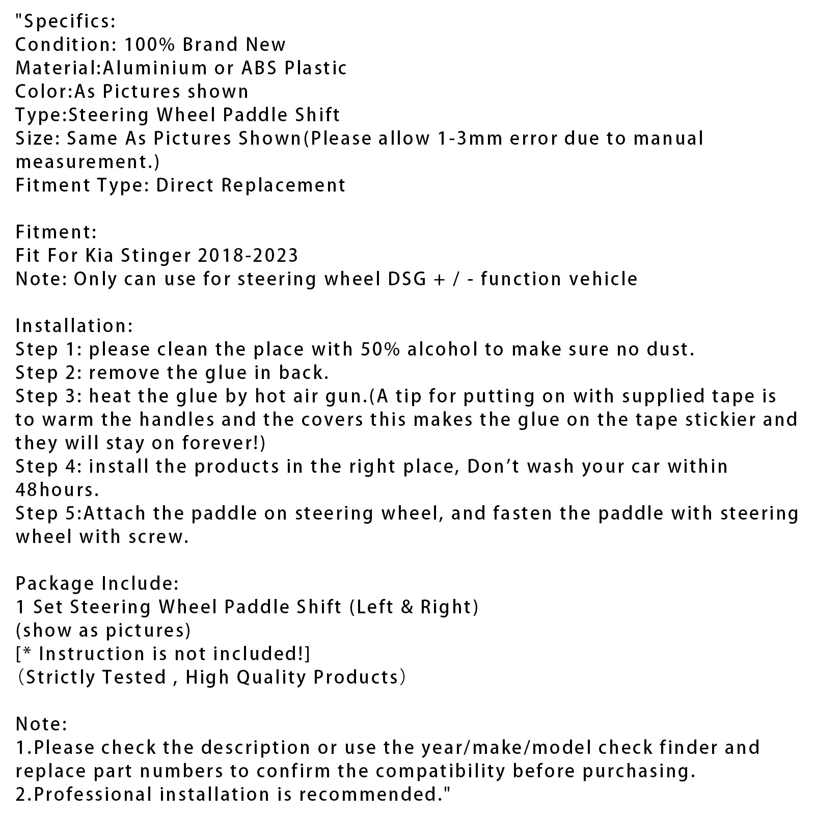 2018-2023 Kia Stinger stuurschakelpaddles