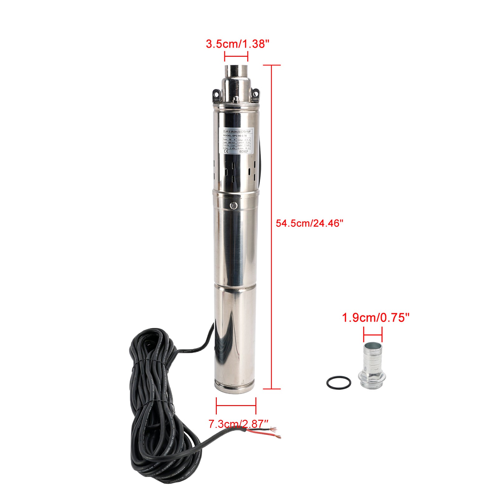 3" 48V 750W dypbrønn solcelledrevet nedsenkbar borehullsvannpumpe innebygd MPPT