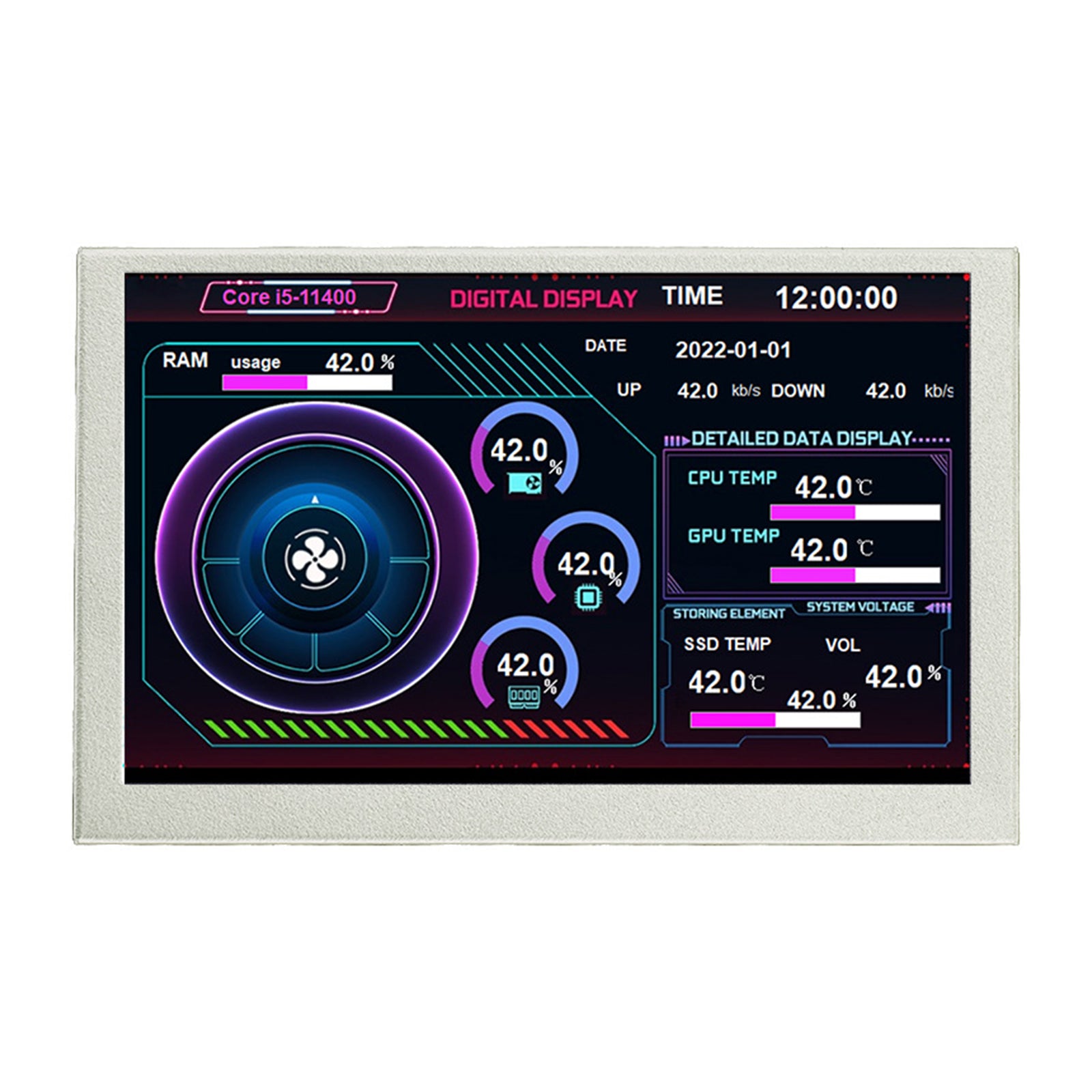 5-palcový podvozok sub-obrazovky IPS HD Smart USB Desktop Sub-Screen Type-C PC