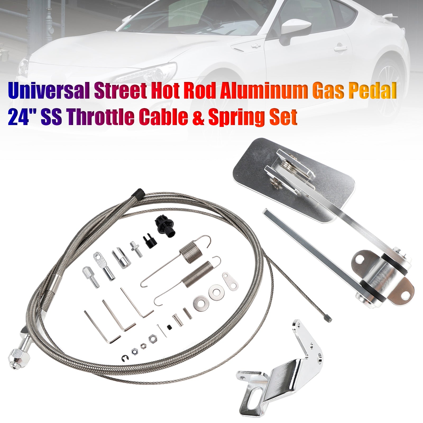 Universal Street Hot Rod Aluminium Gaspedal 24" Gasvajer i rostfritt stål & Fjäderset