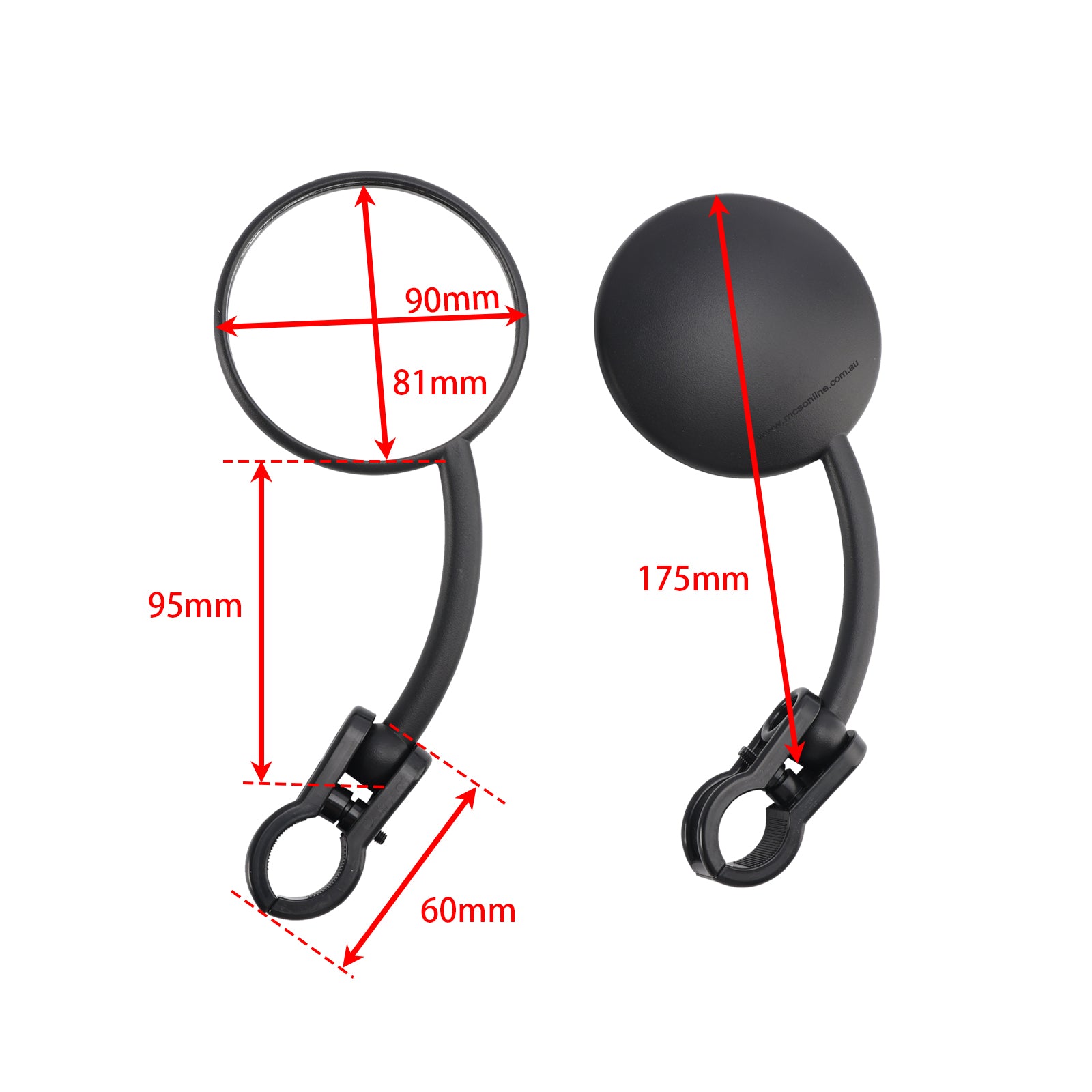 Universal 22mm styrklämma 80mm Enduro Motocross Mirror Set Folding Mirrors