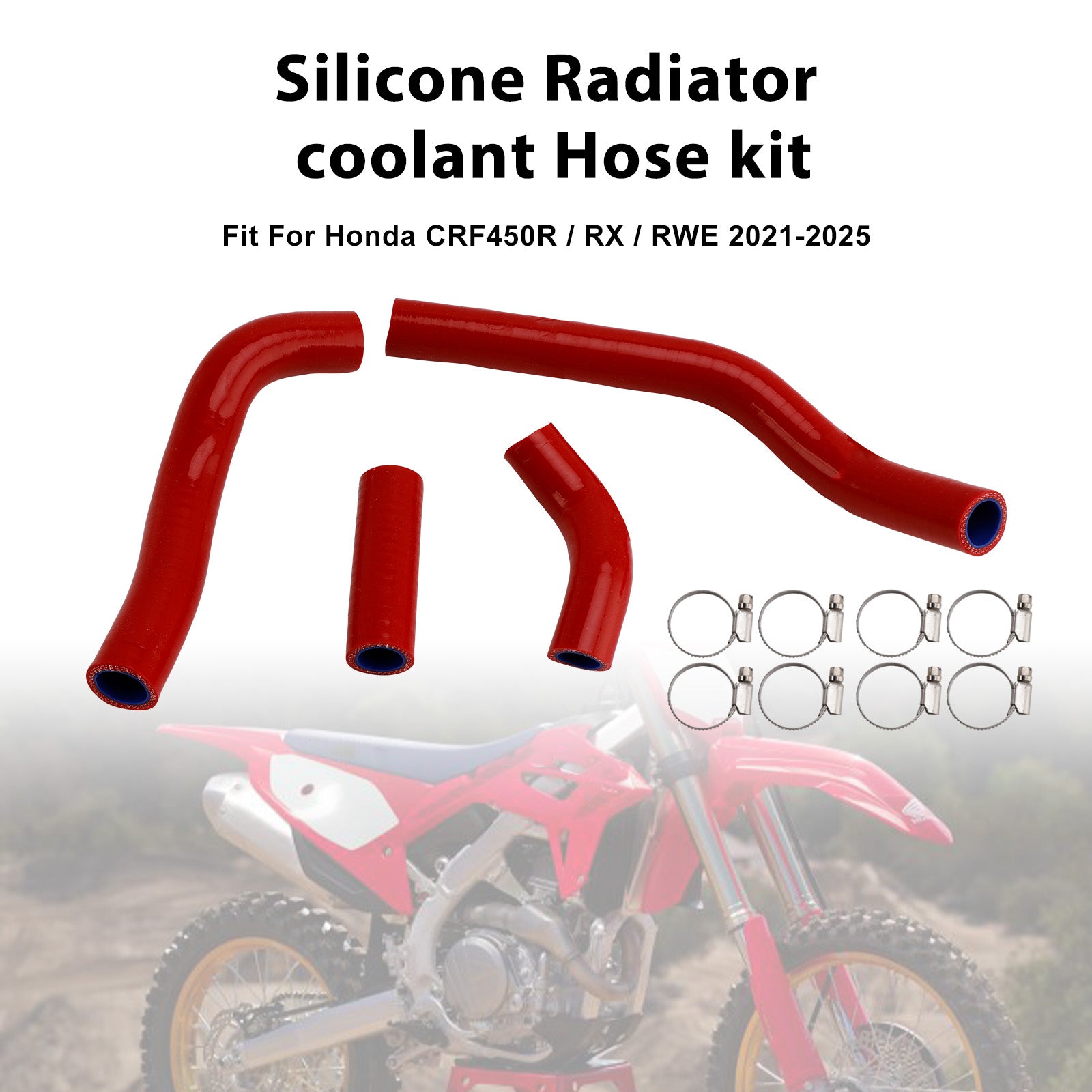 Silicone Radiator coolant Hose kit Fit For Honda CRF450R RX RWE 21-25