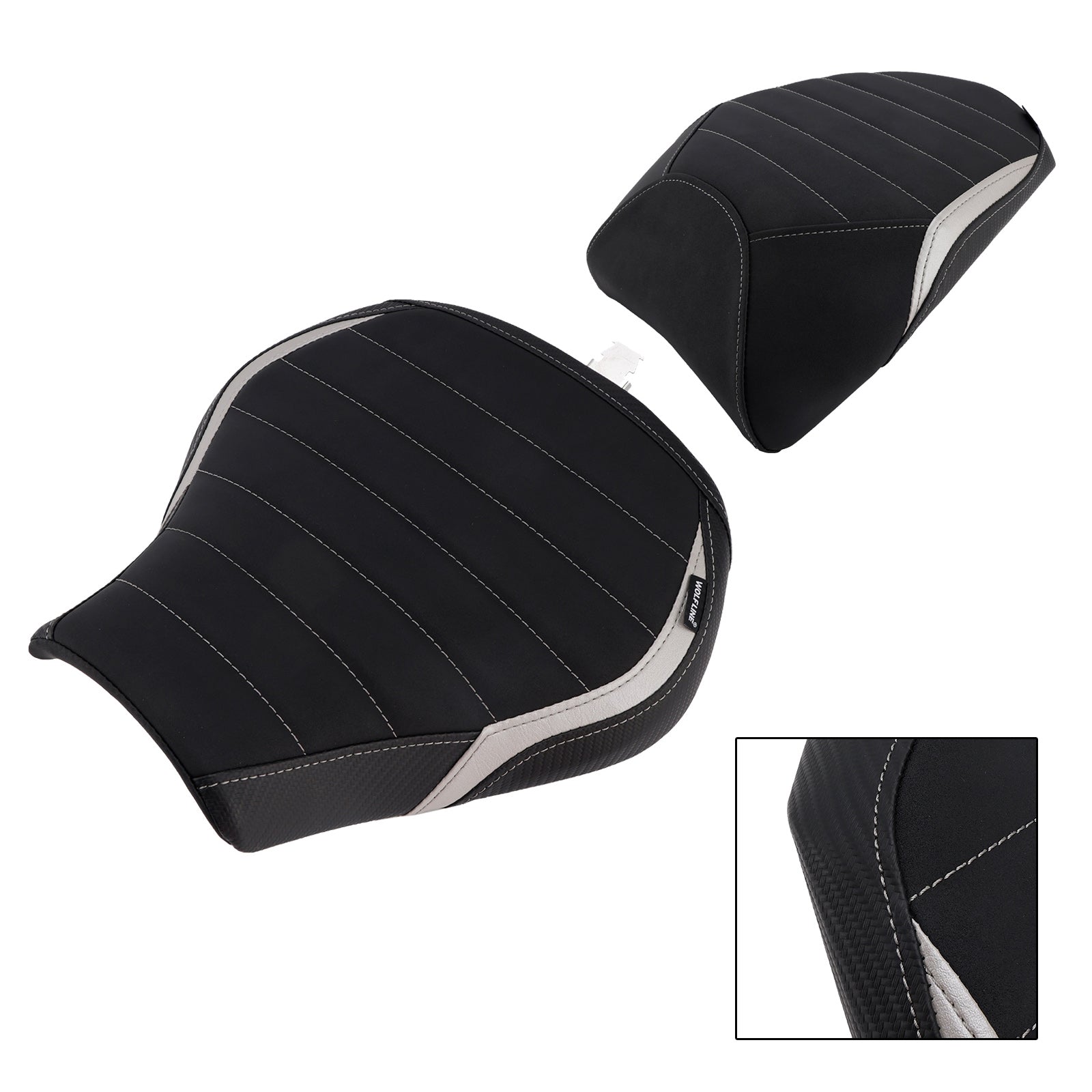 Driver&Passenger Seat Kit Rear Cushion Gray For Kawasaki Ninja H2 Sx 2022-2025