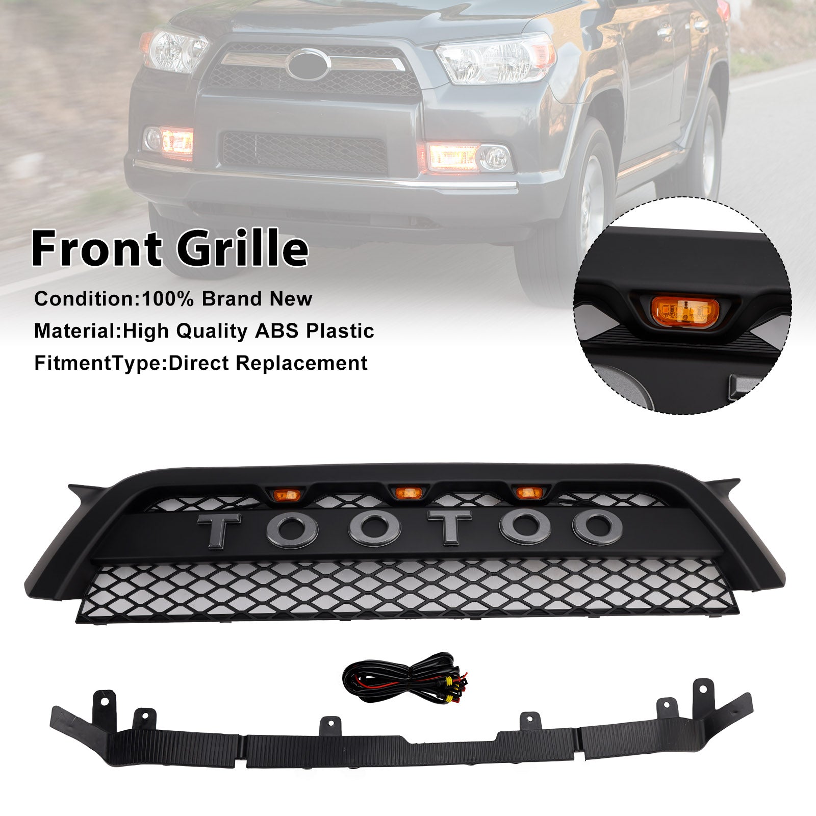 TRD Pro Style Front Bumper Grill Grille Fit Toyota 4Runner 2010-2013 Matte Black