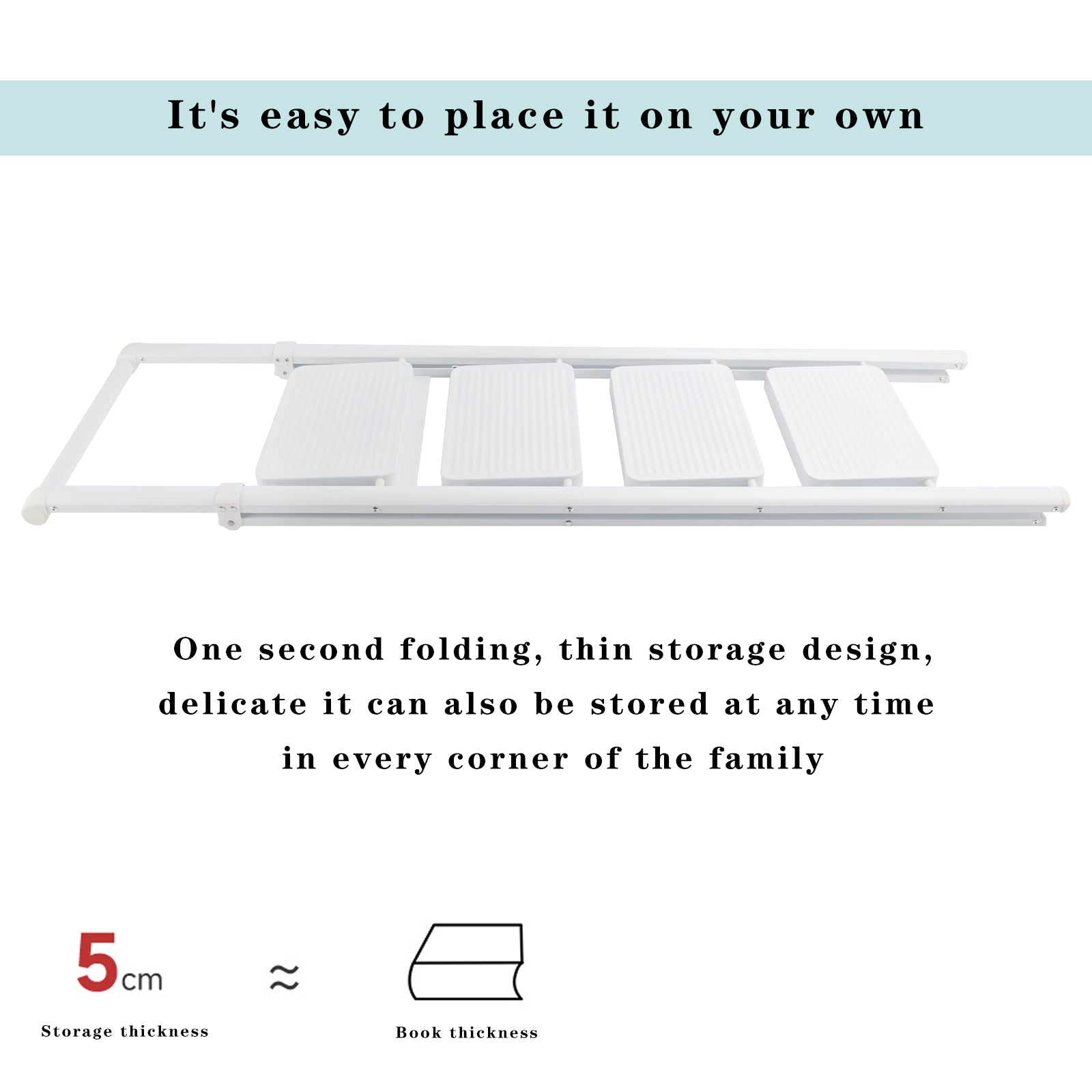 4-traps ladder, opvouwbare opstapjes voor volwassenen, antislippedaal, lichtgewicht