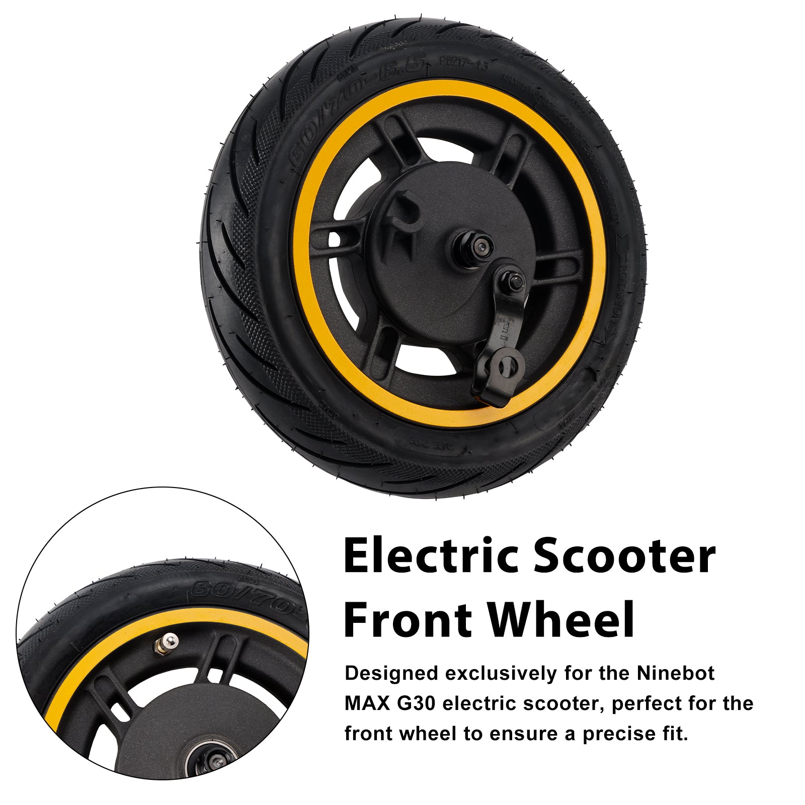 10" Roda dianteira de pneu sólido 60/70-6.5 para scooter Ninebot Max G30