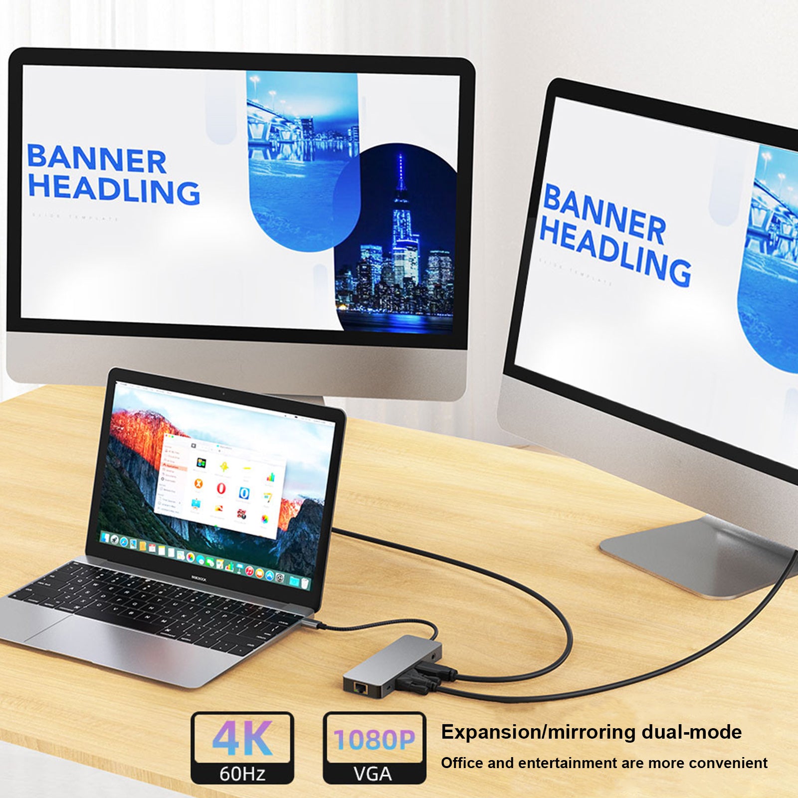 11 en 1 TYPE-C a RJ45 Gigabit USB3.0 HDMI VGA Audio USB-C datos SD/TF PD100W