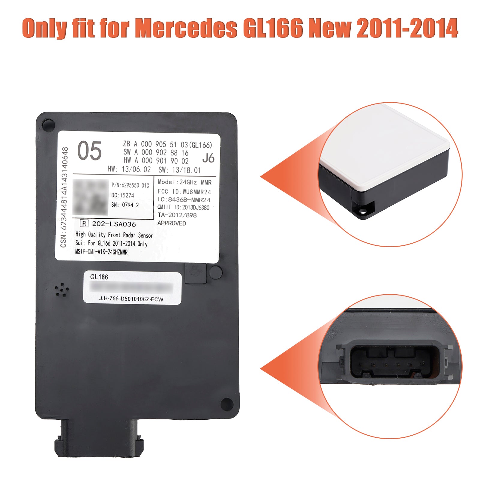 2011-2014 Mercedes GL166 främre radarsensorstyrenhet A0009055103 A0009028816 A0009009102