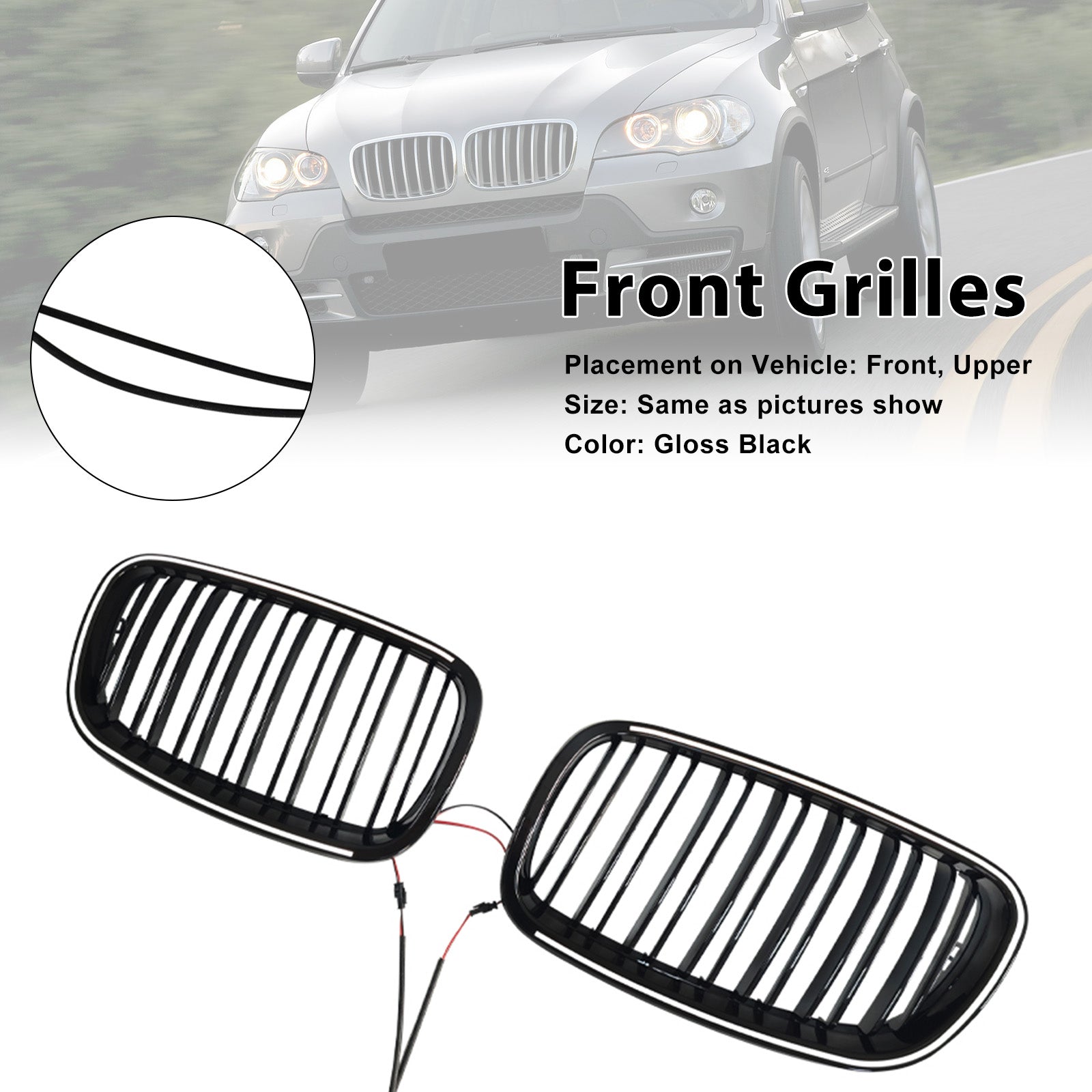 Gloss Black Front Bumper Kidney Grill Grille Fit BMW X5 E70 X6 E71 2007-2013