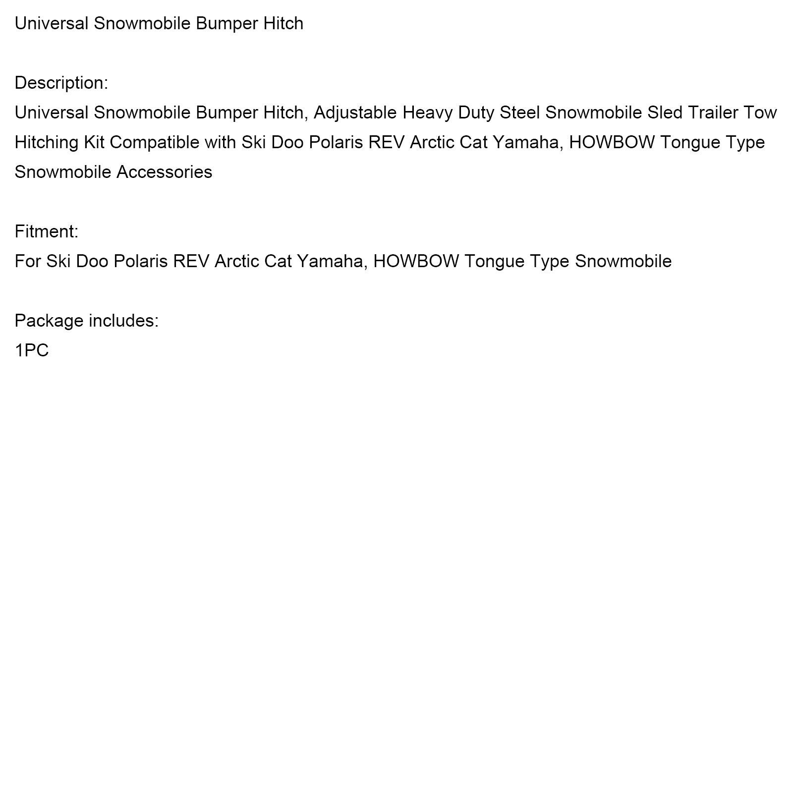 Polaris lyžiarsky rev arktickú mačku Yamaha Universal Snowmobile Bumper Hitch