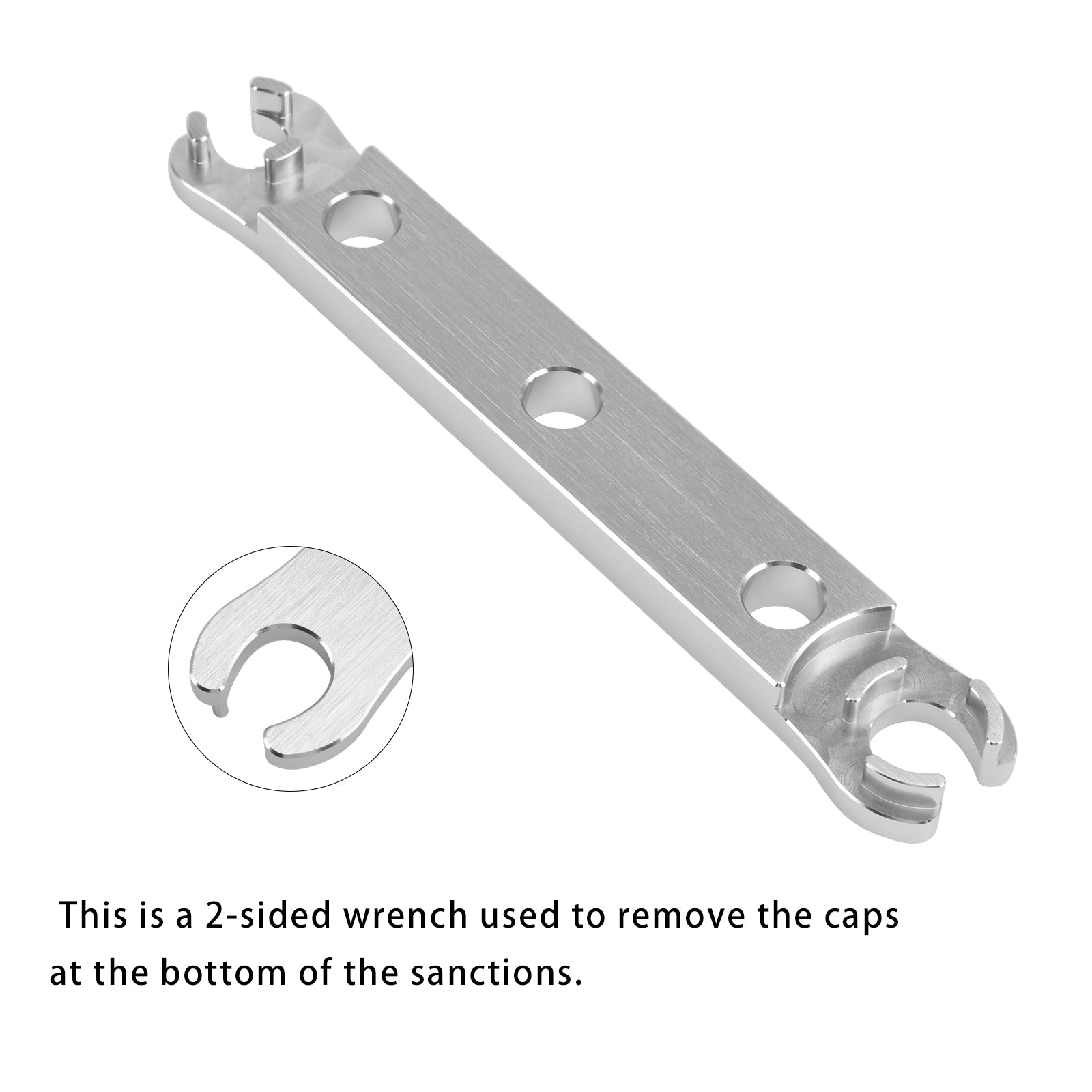 Verwijderingssleutel van aluminium onderdop. Gereedschap gebruikt voor het opnieuw opbouwen van de DVO Saphire/Onyx-vork