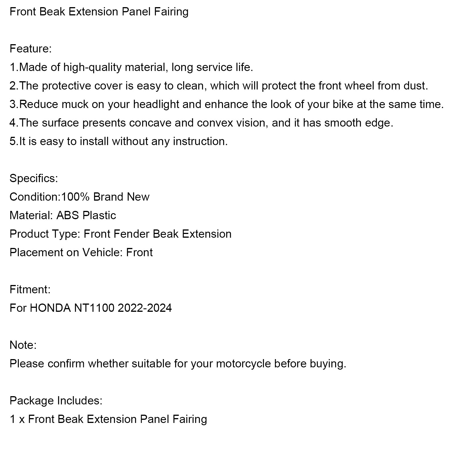 2022-2024 HONDA NT1100 FREME BEAK Extension Nose Panel Fairing