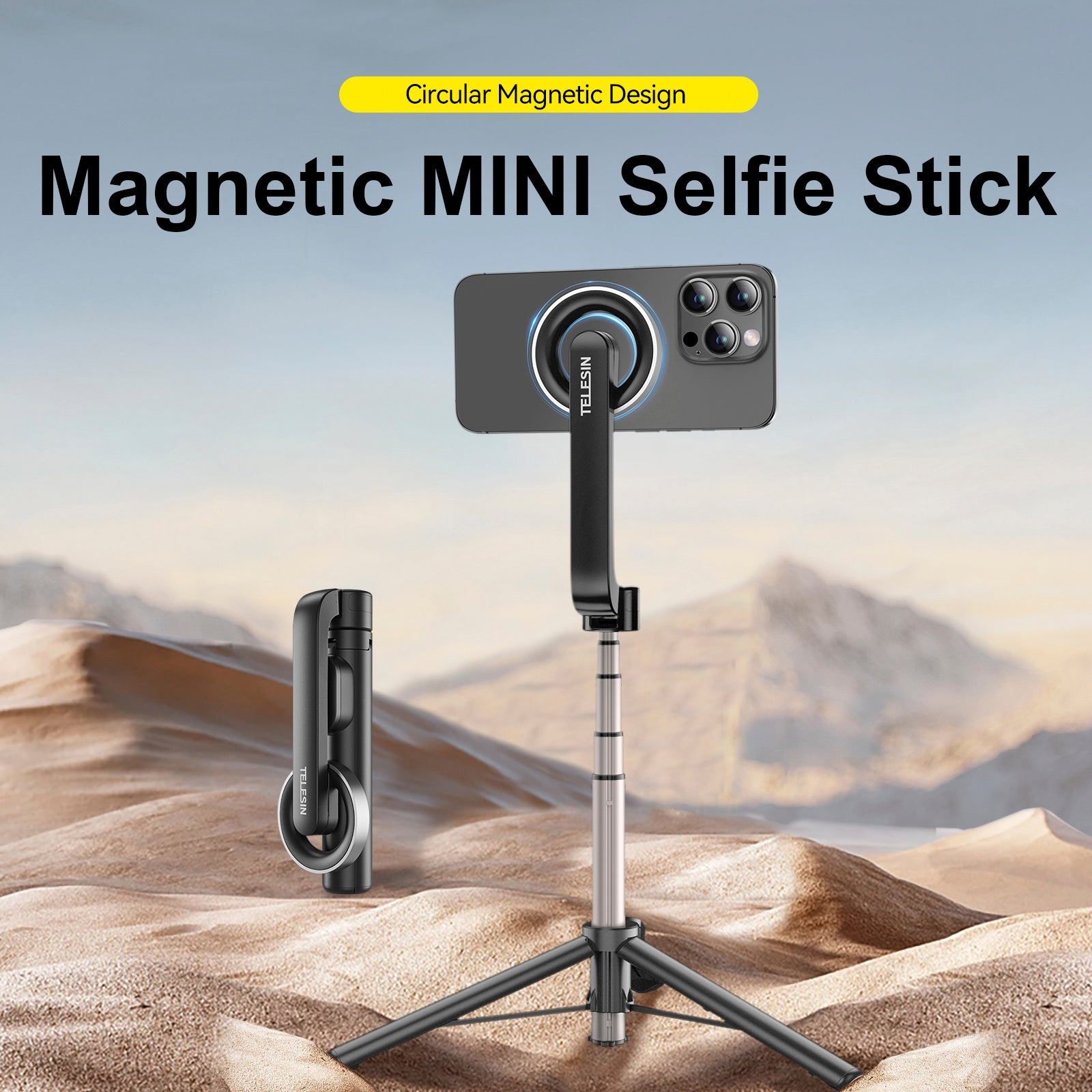 Magnetische mobiele telefoon Mini Selfie Stick Magesafe Bluetooth aluminium statief