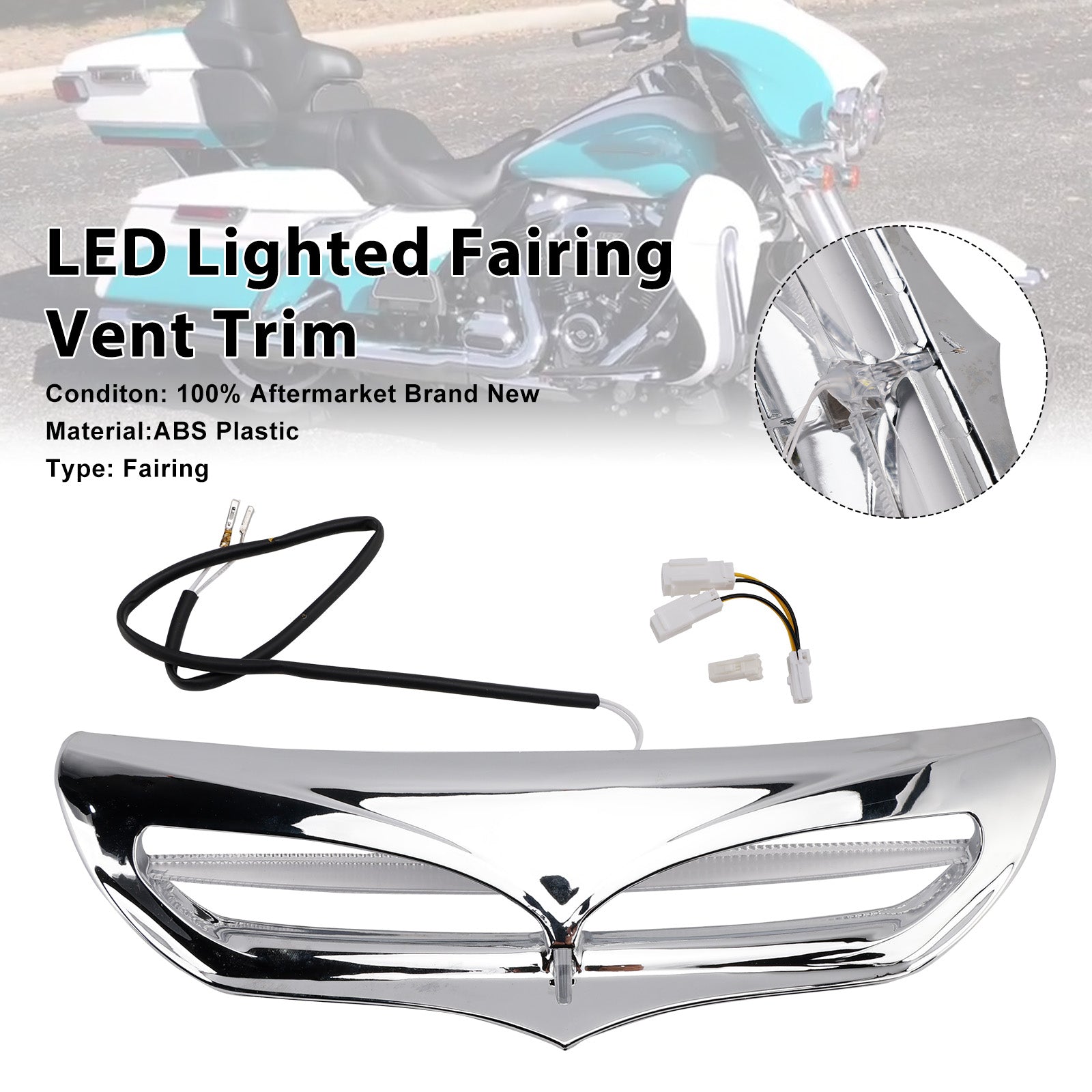 LED Lighted Fairing Vent Trim For Electra Street Glide FLHTCU 2014-2022