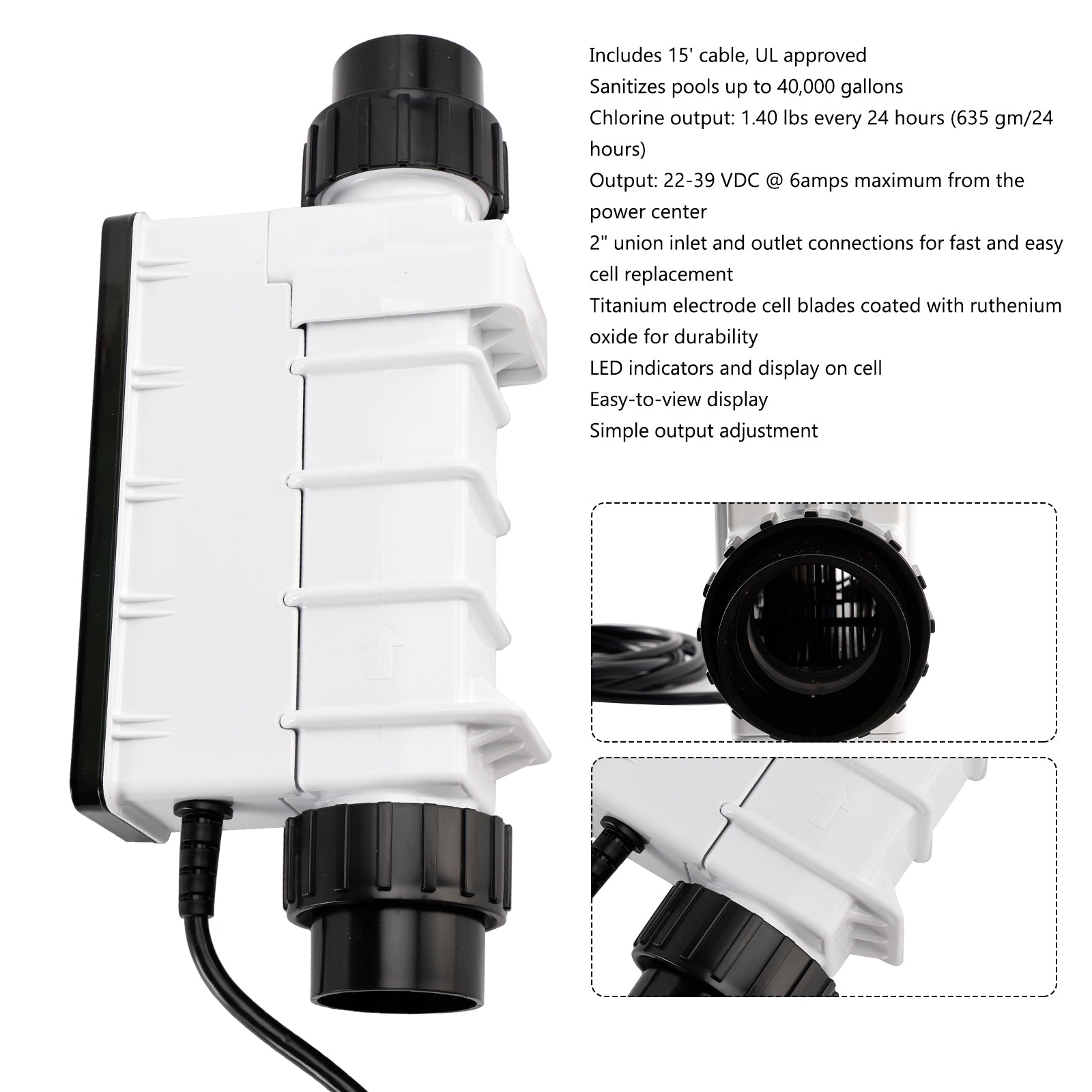 IC40 EC-520555 Utskifting av saltcelle klorgenerator for bakken bassenger opp