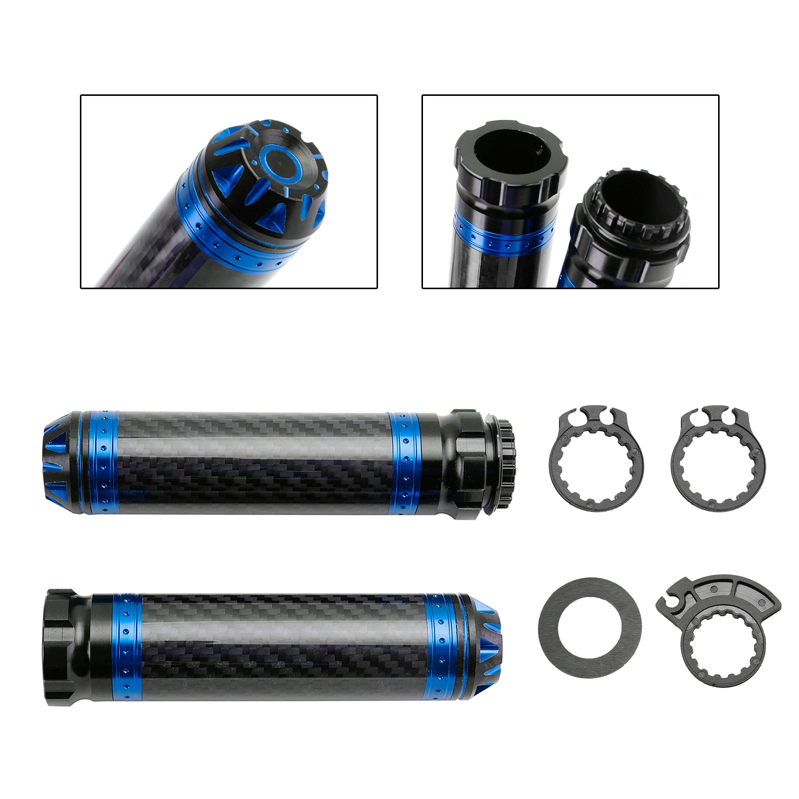 7/8"/22mm Motorfiets Stuur Handgrepen Carbon Universeel Groen Voor Motorfiets Zilver