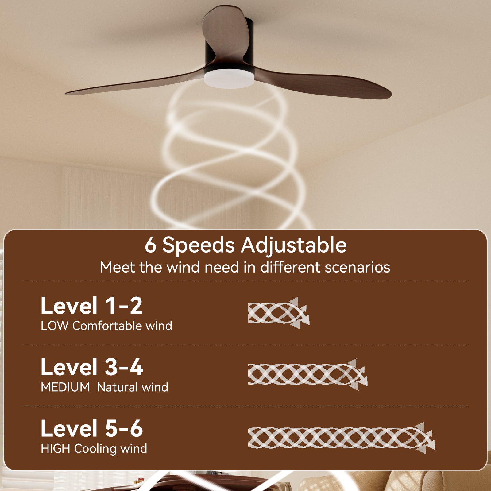 Dimmable LED DC Motor 52" Profile Ceiling Fan with Lights Remote/App Control