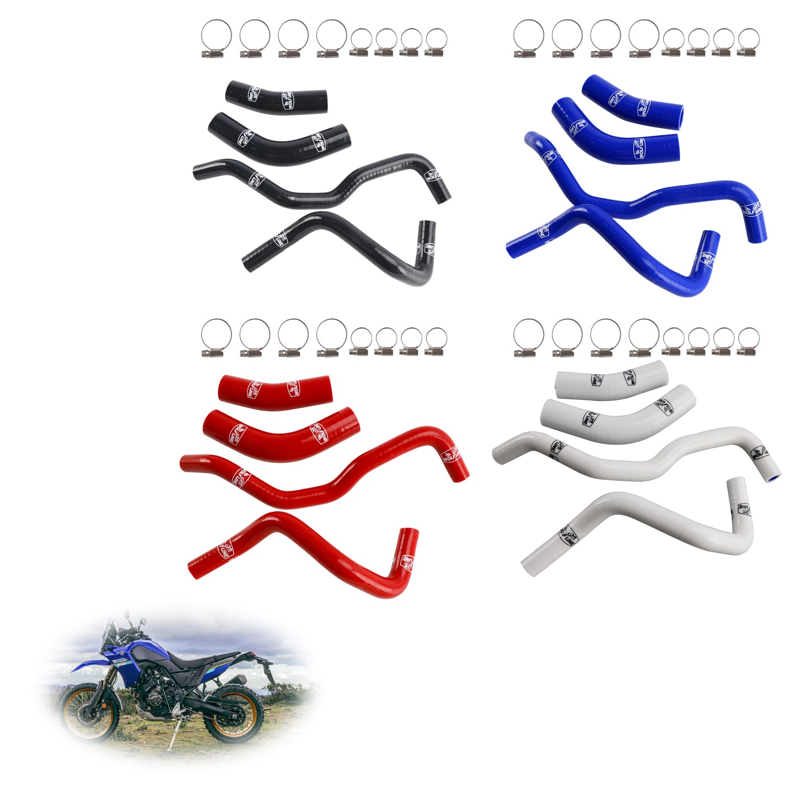 Kit de durites de refroidissement de radiateur en silicone pour Yamaha Tenere 700 2019-2024