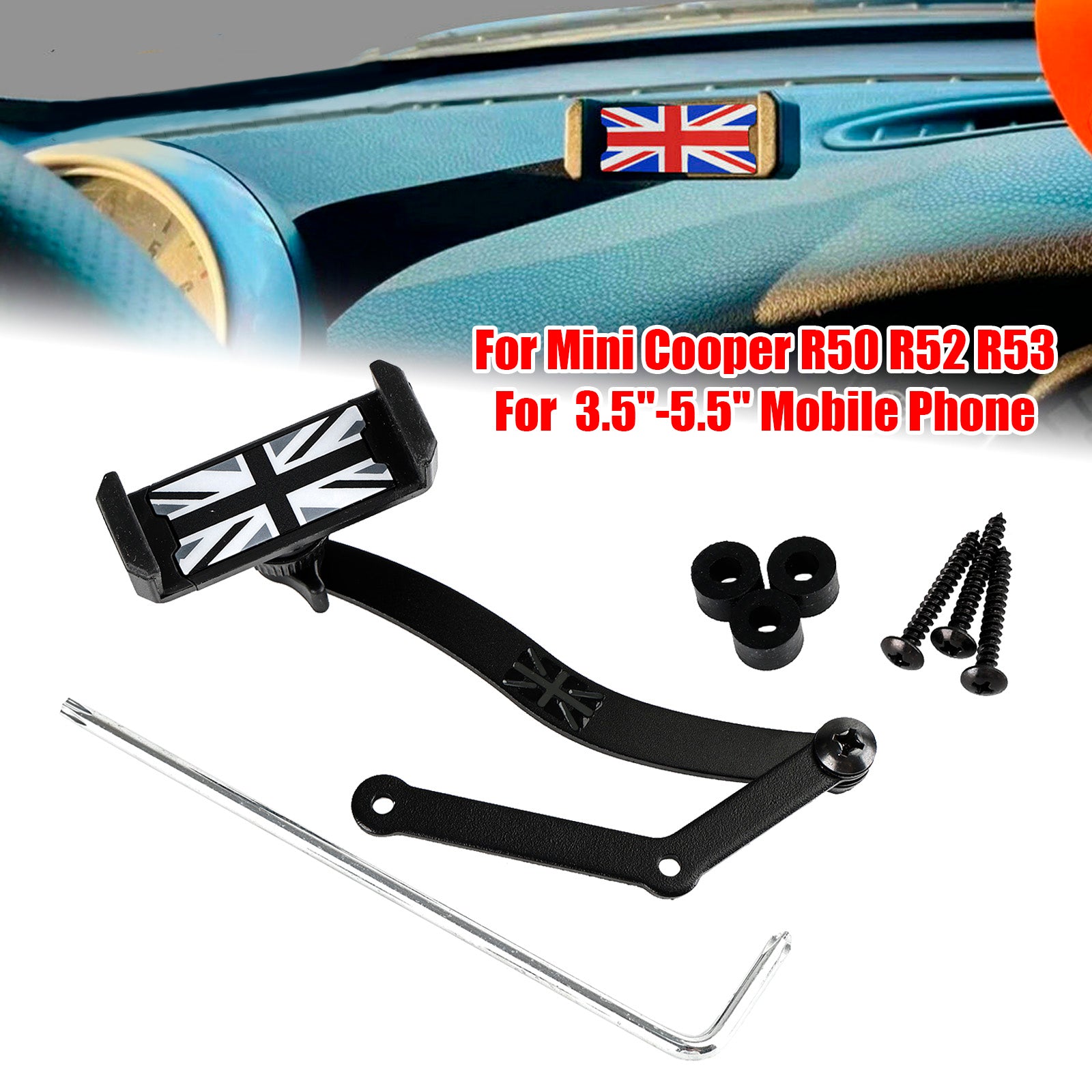 360 ° rotatie auto mobiele telefoonhouder voor Mini Cooper R50 R52 R53 grijs