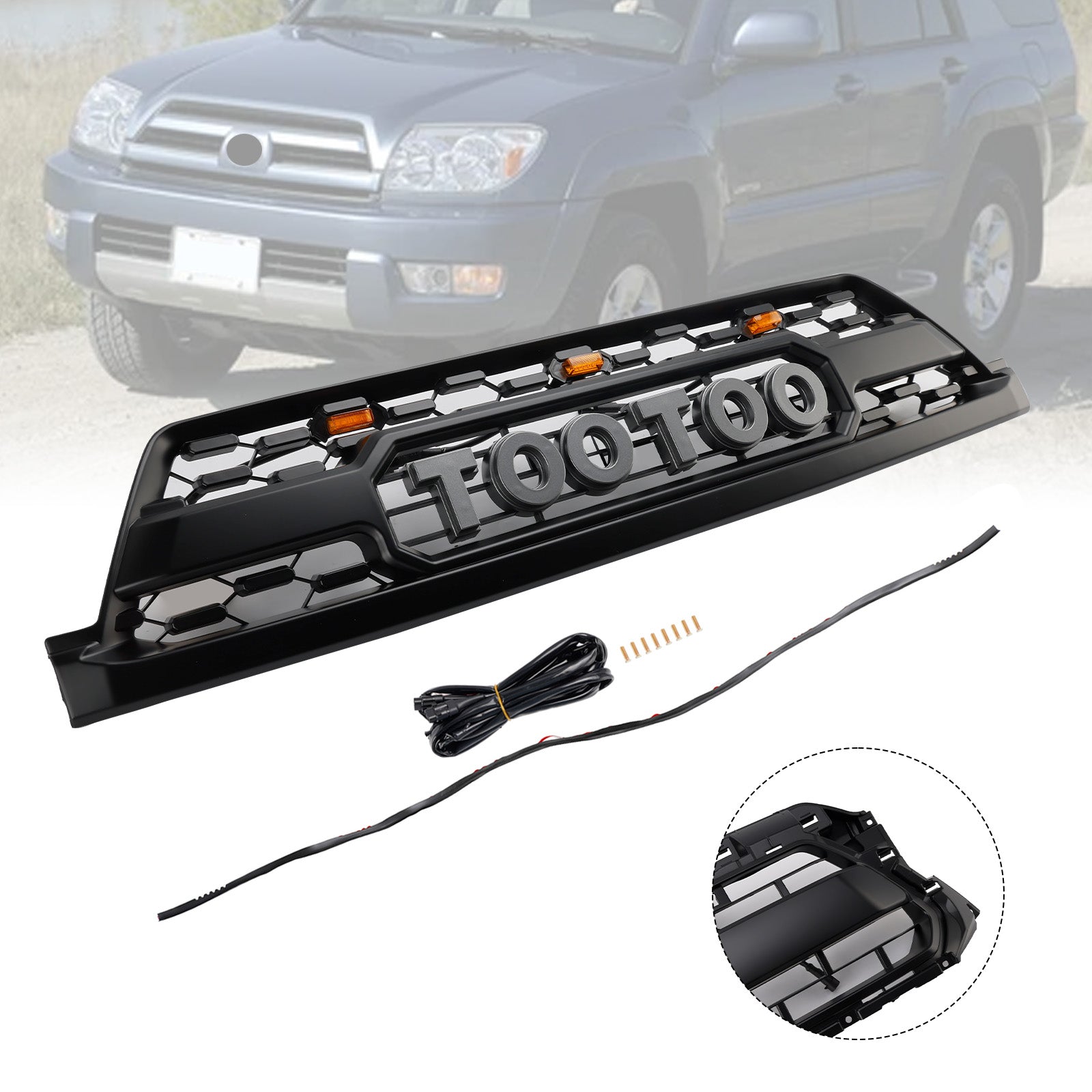 Front Bumper Grill Grille fit Toyota 4Runner 2002-2005 TRD PRO Style W/ LED