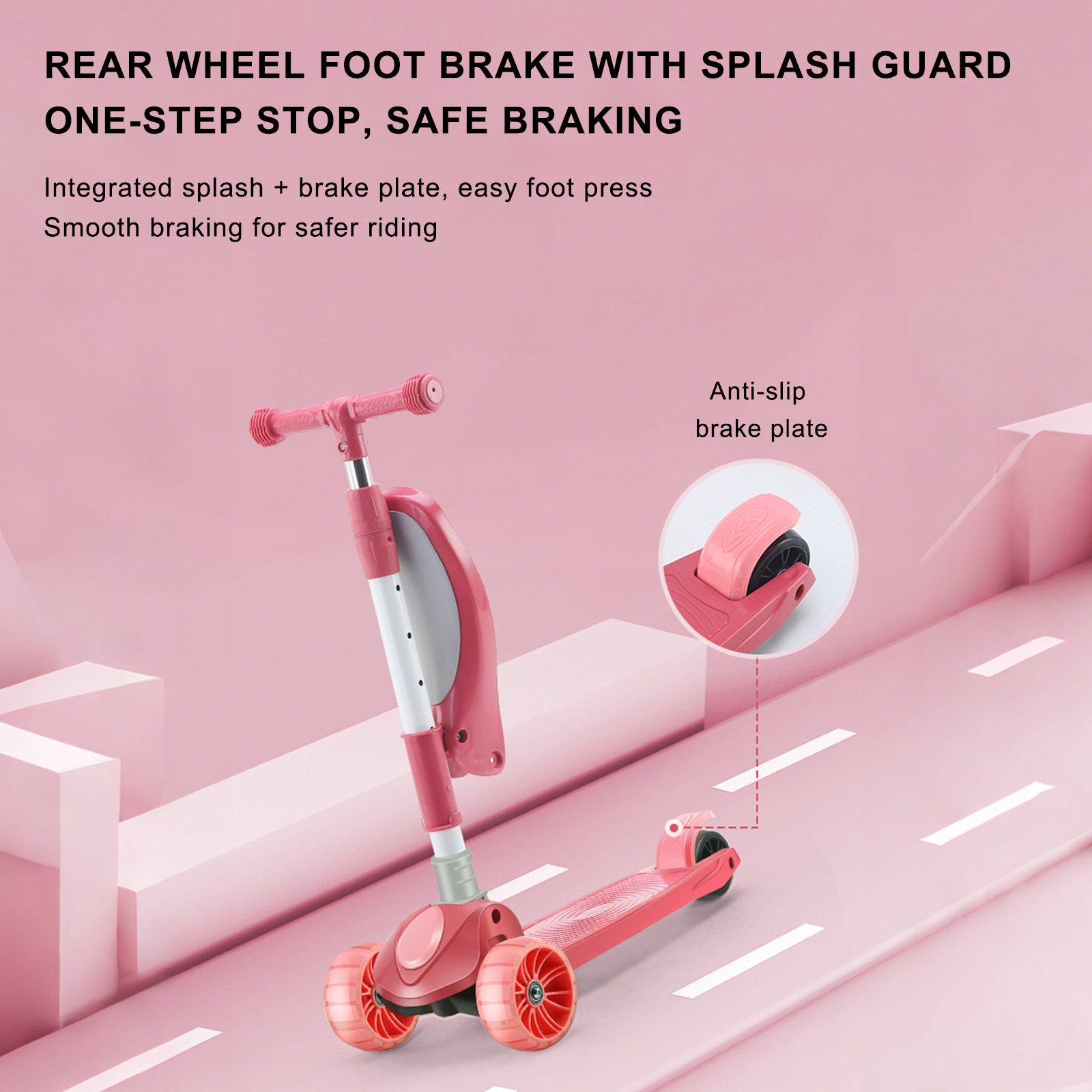 2-in-1 Kids Scooter Foldable Seat Light 3 Wheel Adjustable Folding Bar Blue