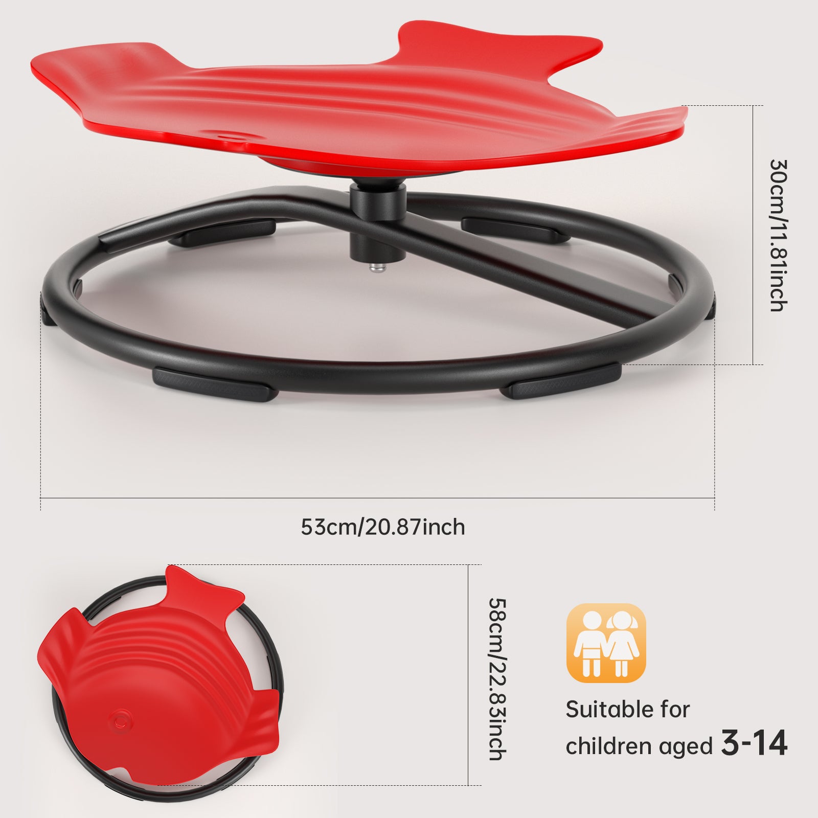 Sentar + spin 360 ° sensorial spinning assento giratório brinquedo infantil peixe balanço de cadeira de cadeira