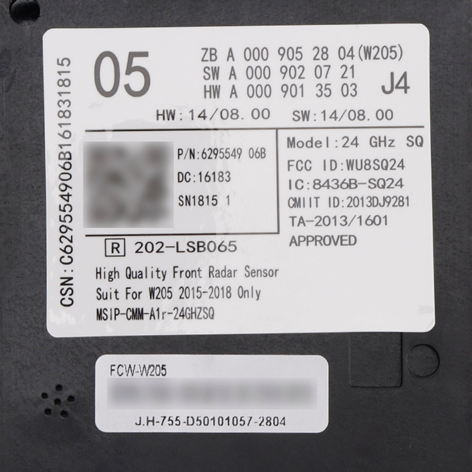 Mercedes C-Klasse 2015-2018 W205 Oude frontradarsensorbesturingseenheid A0009052804 A0009020721