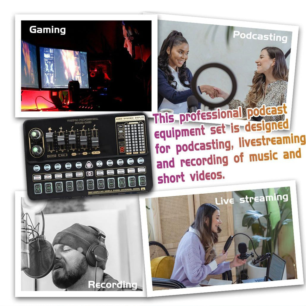 V10 Sound Card Live Sound Card Mobiltelefon Karaoke Computer Live Broadcast Tik Tok Equipment