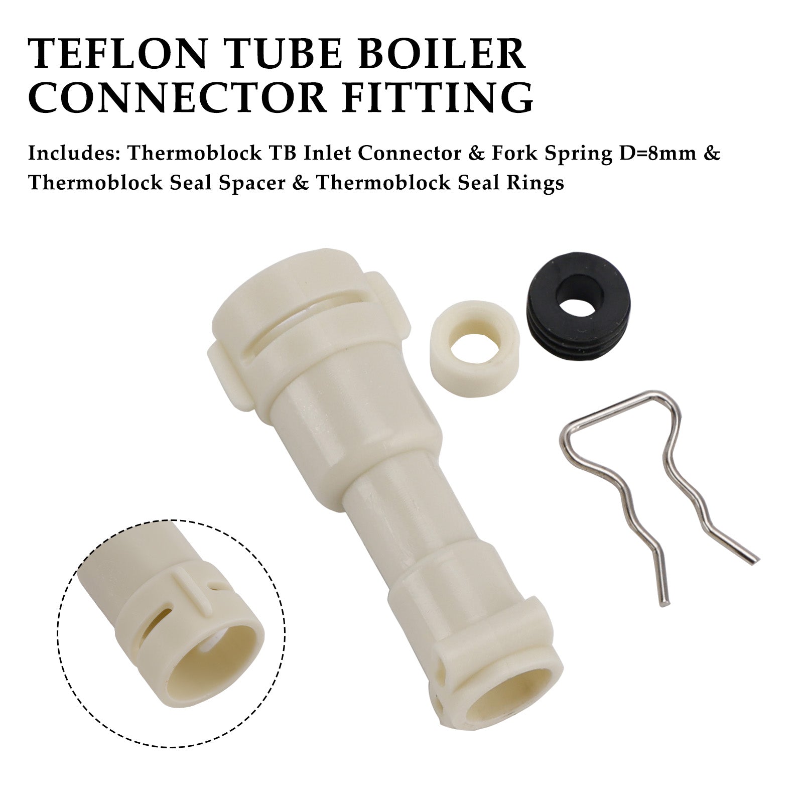 ThermoBlock Inlet Connector & Seal & Spacer & Fork D8mm Kit Of Water Heating Element Fit For Philips Coffee Machine 422224777123